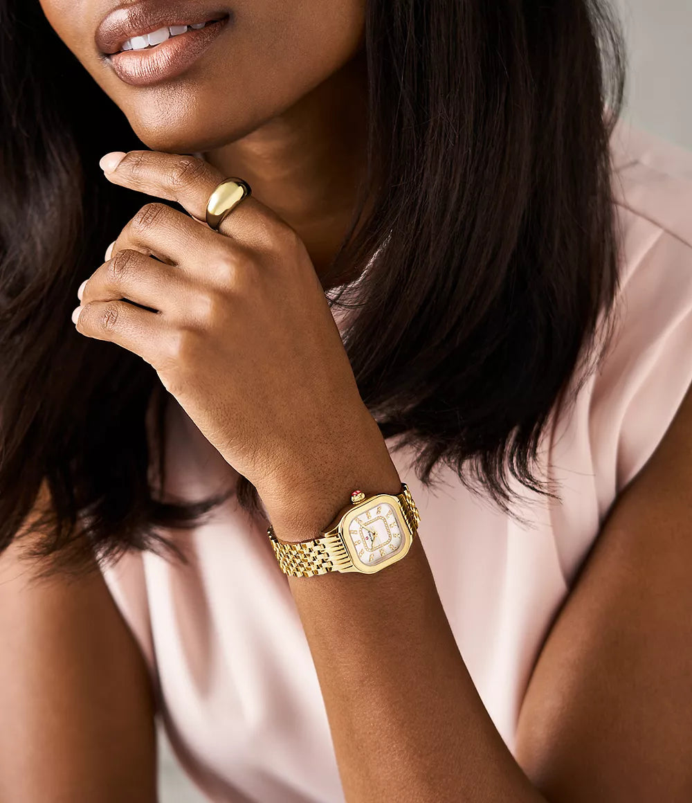 18K Gold Plated Diamond Dial Women's Watch - Elegant Luxury Timepiece for Women | Perfect for Formal Events, Parties & Everyday Wear