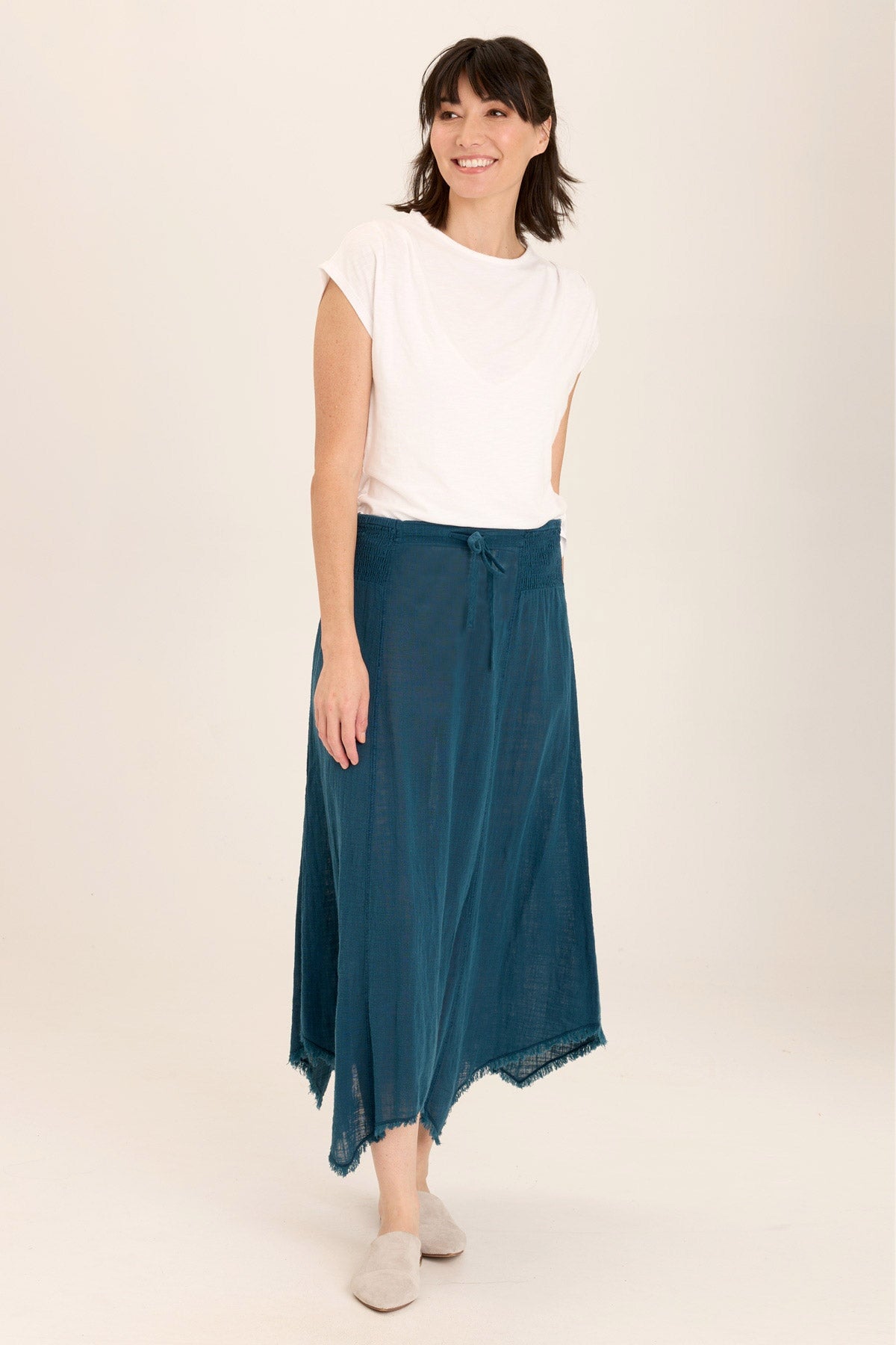 Zuri Gauze Handkerchief Casual Midi Skirt - Breathable Summer Skirt for Women | Boho Beach Skirt, Vacation Dress, Lounge Skirt for Casual Outings & Travel