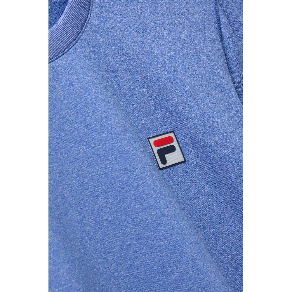 Fila Men's Scallop Hem Heather Crew Neck T-Shirt - Dazzling Blue Heather | Casual Athletic Wear for Gym, Running & Everyday Outfits