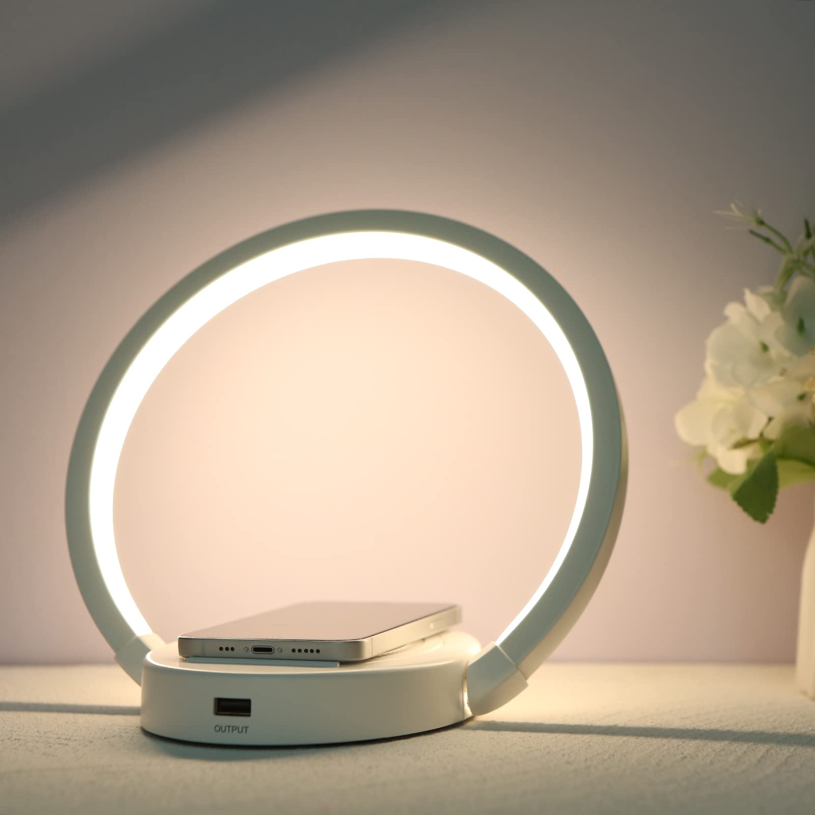 Wireless Charging LED Desk Lamp with 3-Level Dimmable Brightness & Adjustable Light Angle - Touch Control Bedside Reading Light for Office, Home, Study Room | Perfect for Night Reading, Working & Phone Charging
