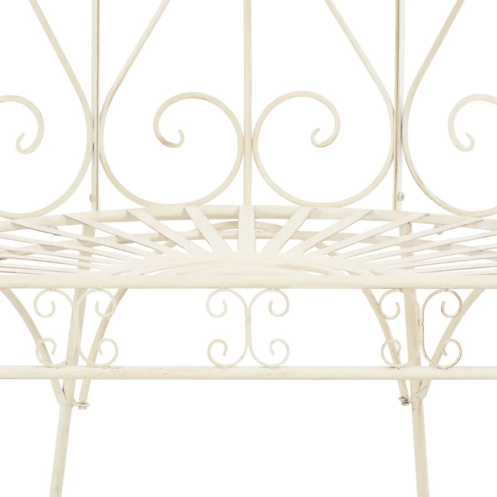 Antique White Iron Garden Arch with Bench - Outdoor Wedding & Party Decor for Lawn, Backyard, and Garden Ceremonies | Perfect for Romantic Events, Photo Backdrops, and Outdoor Seating