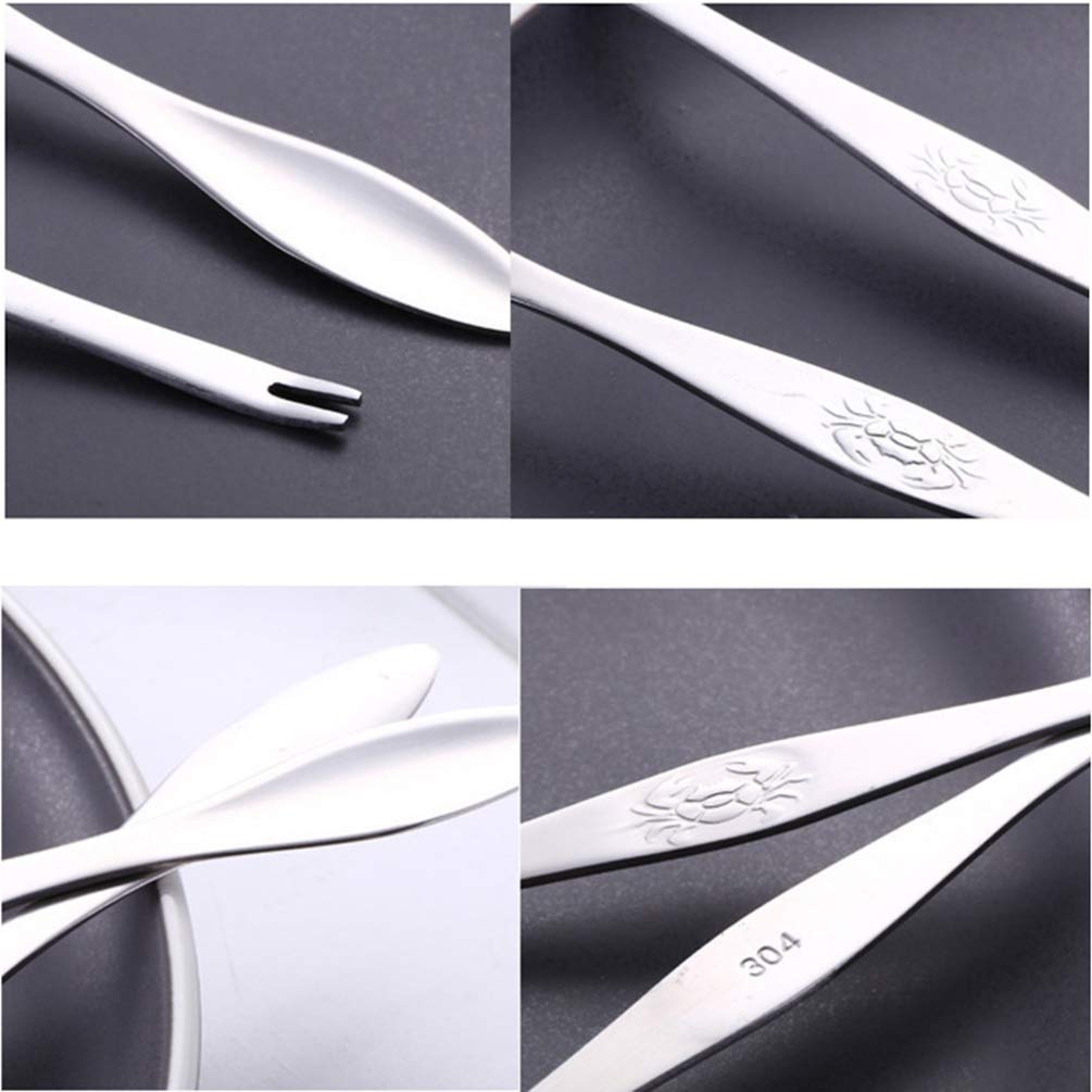 Yardwe 6-Piece Stainless Steel Seafood Forks Set - Crab Leg Crackers, Lobster Picks, Nutcrackers & Shellfish Tools for Kitchen, BBQ, and Seafood Restaurants | Perfect for Crab Legs, Lobster, Oysters, and Pastry Serving