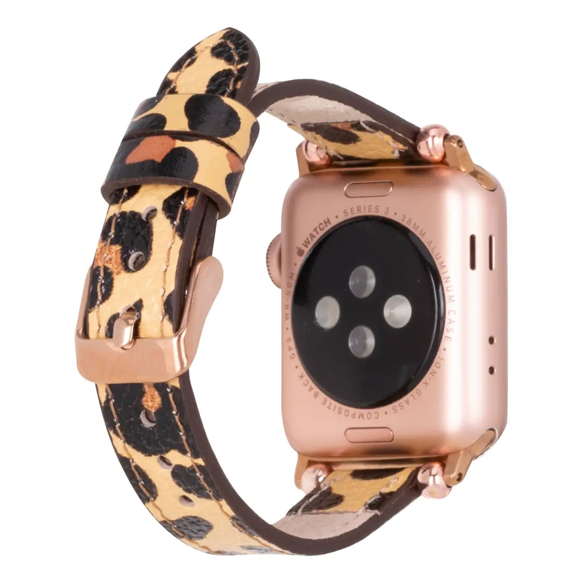 Leopard Print Genuine Leather Ultra Slim Apple Watch Band - Stylish & Durable Replacement Strap for Work, Gym & Everyday Wear