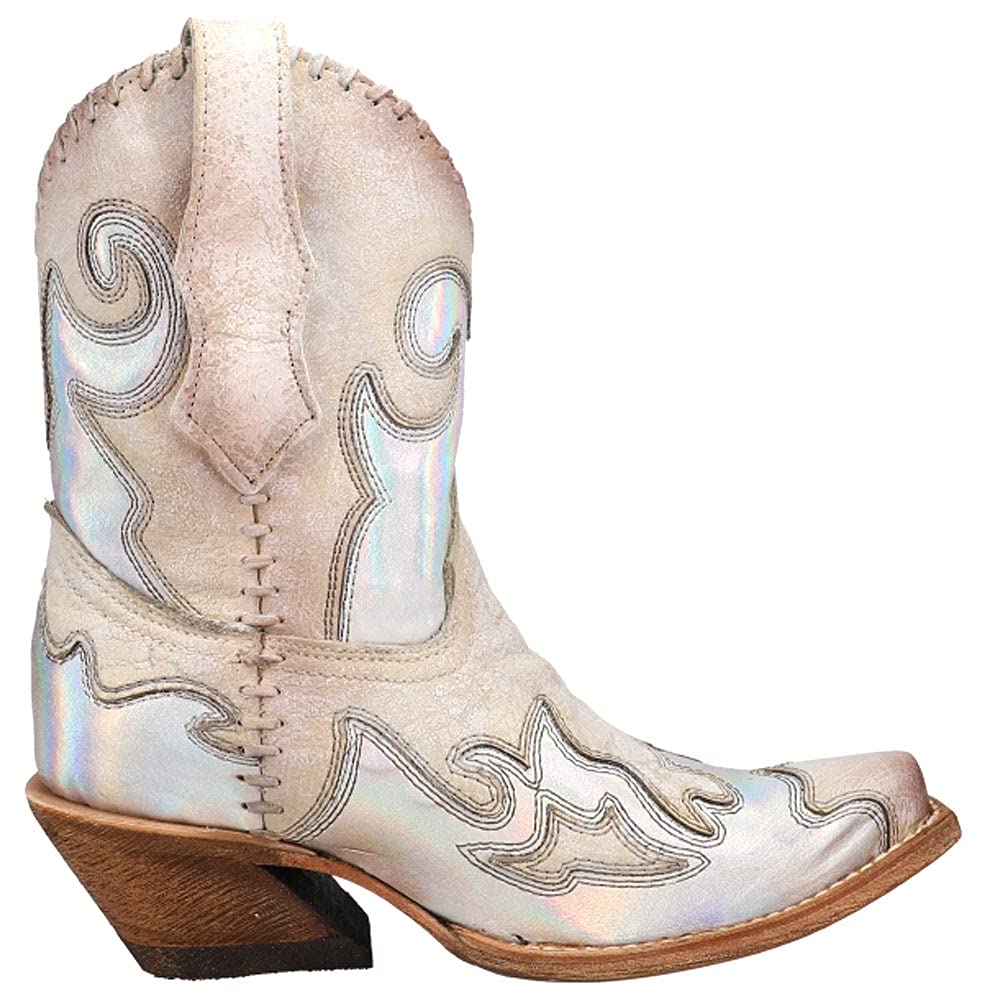**Women's Corral C3547 Inlay & Woven Snip Toe Boots – Mid Calf, Low Heel (1-2