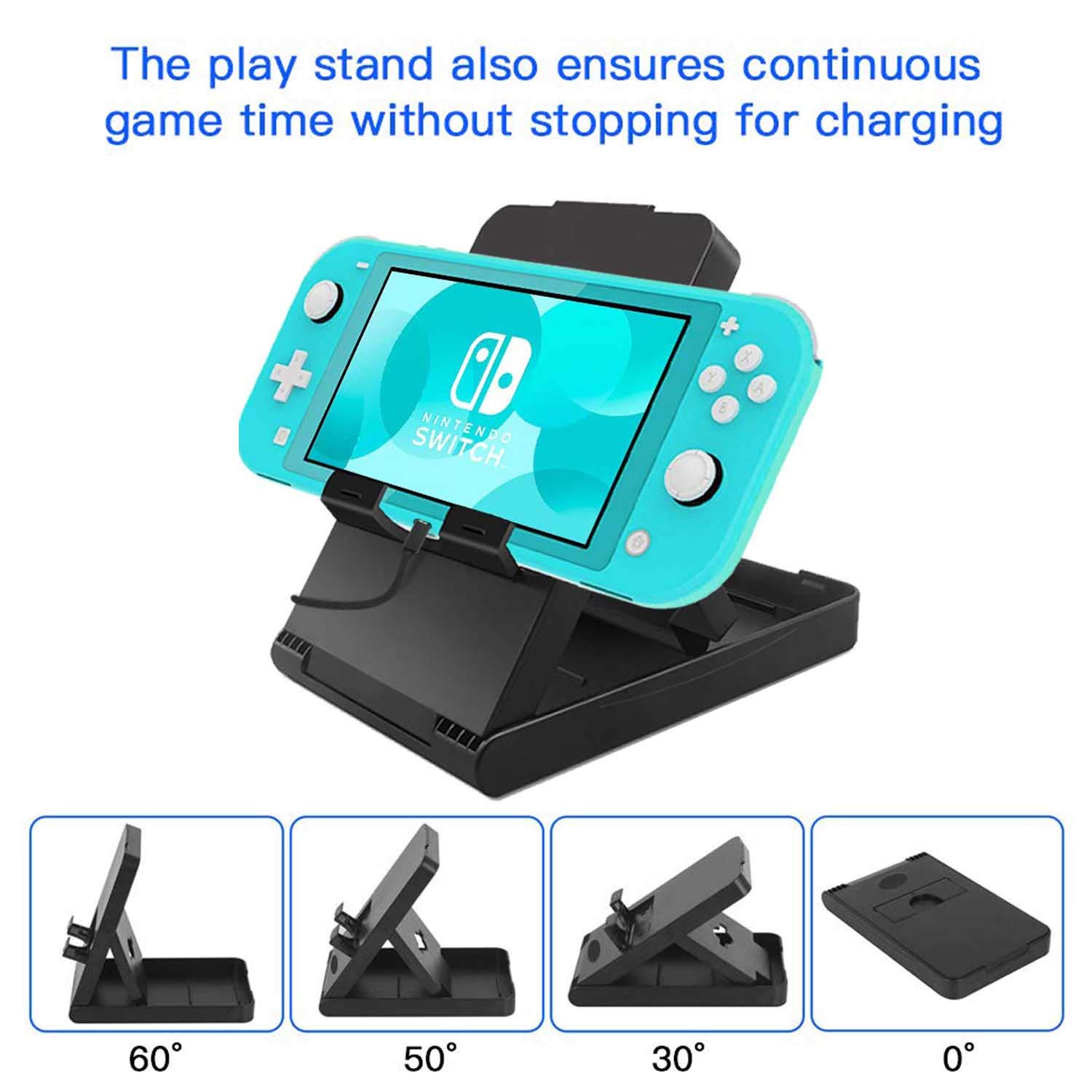 YOOWA Nintendo Switch Lite Accessories Bundle - Carrying Case, Protective Cover, 2-Pack Tempered Glass Screen Protectors, Adjustable Stand & 6 Thumb Grips | Perfect for Travel, Gaming On-The-Go & Switch Lite Protection
