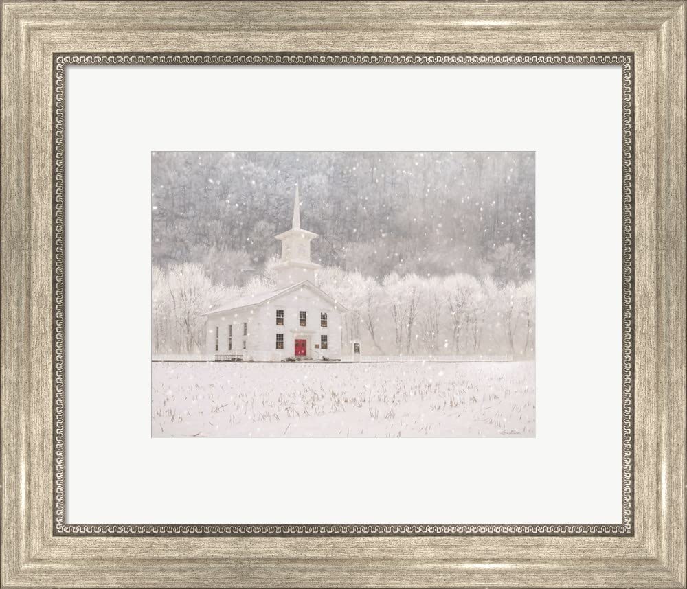 Bradford County Church Framed Art Print by Lori Deiter - 19x16 Inches Silver Scoop Frame Wall Decor for Home, Office & Church Interiors