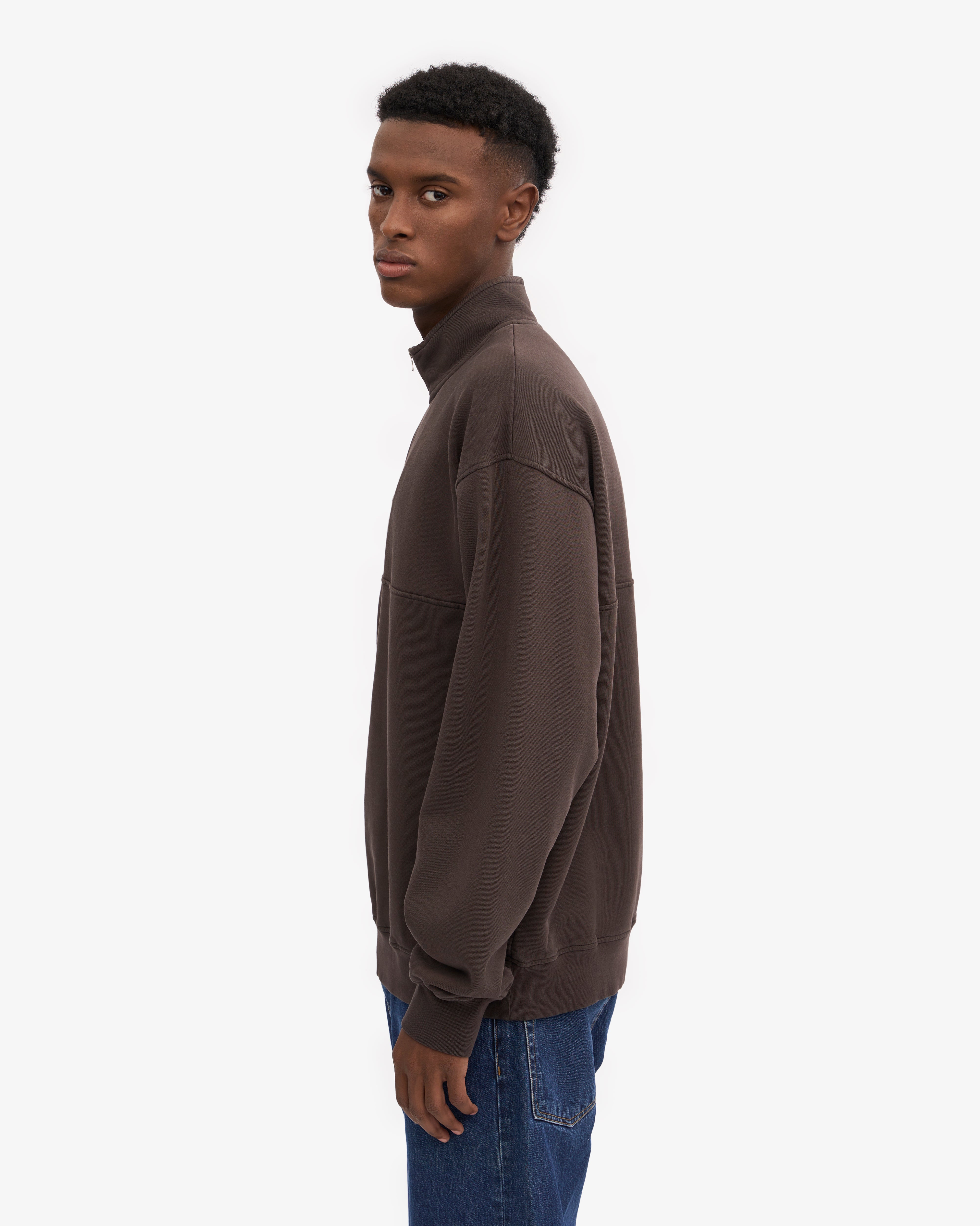 Organic Quarter Zip Sweatshirt for Men - Coffee Brown | Comfortable & Stylish Pullover for Casual Wear, Outdoor Activities & Layering