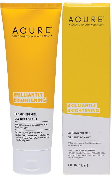 Acure Brightening Facial Cleansing Gel - Vitamin C & Sea Kelp for Glowing Skin - Gentle Daily Face Wash for All Skin Types - Perfect for Morning & Night Skincare Routine