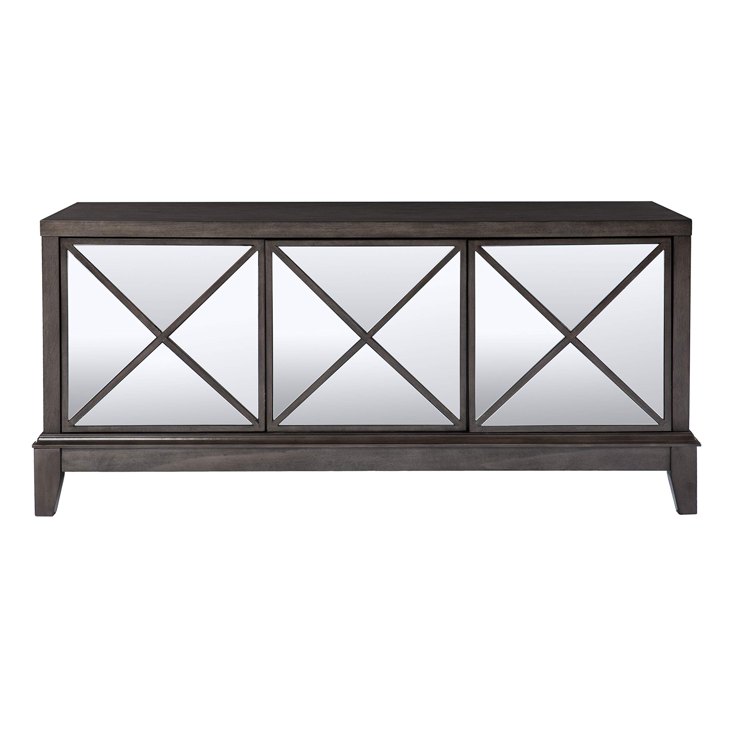 SEI Furniture Wallaston Mirrored Media Cabinet - Light Brown TV Stand with Mirror for Living Room, Bedroom & Home Theater Storage