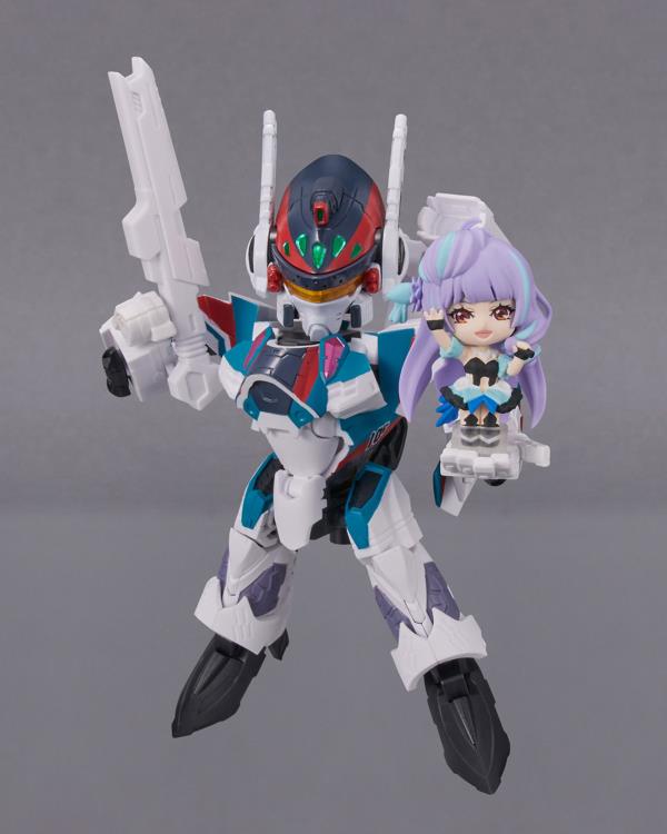 Bandai Tiny Session Macross Frontier VF-31S Siegfried (Arad Custom) & Mikumo Guynemer Action Figure Set - Anime Collectible for Display & Play - Perfect for Fans & Model Enthusiasts