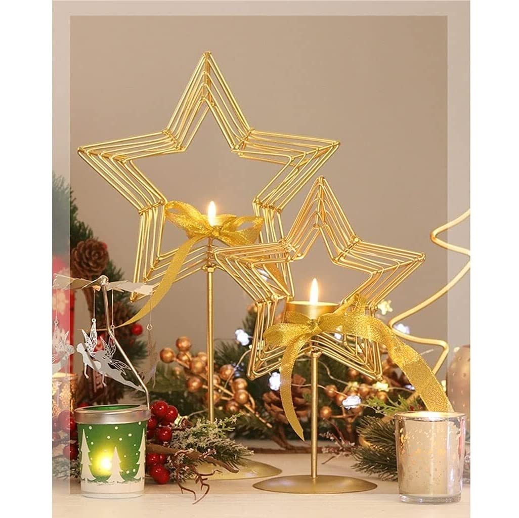 Elegant Wrought Iron Candle Holders - Modern Candlestick Set for Christmas Decor, Home & Restaurant Table Centerpiece - Perfect for Romantic Candlelight Dinners, Holiday Parties & Cozy Home Decor