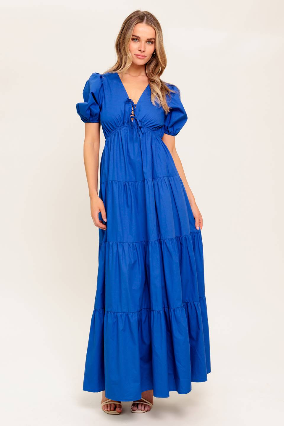 Blue Skies Puff Sleeve Maxi Dress - Royal Blue Flowy Summer Dress for Women | Perfect for Beach Vacations, Weddings & Date Nights