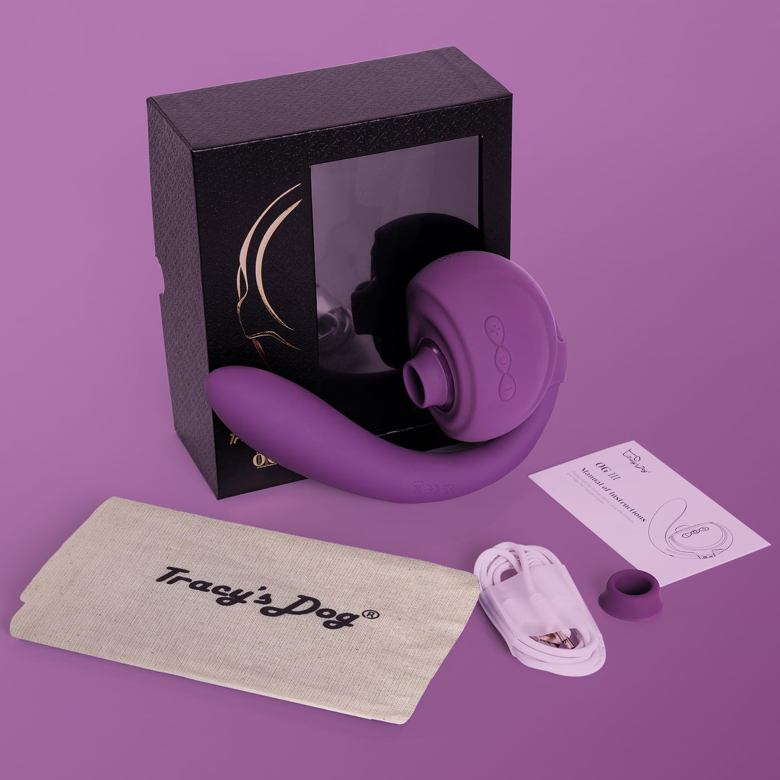 Tracy’s Dog OG 3 Clitoral Sucking G Spot Vibrator - Detachable 3-in-1 Adult Sex Toy for Women & Couples - Flexible Dual Stimulator with Suction & Vibration - Perfect for Solo Play & Couples Intimacy