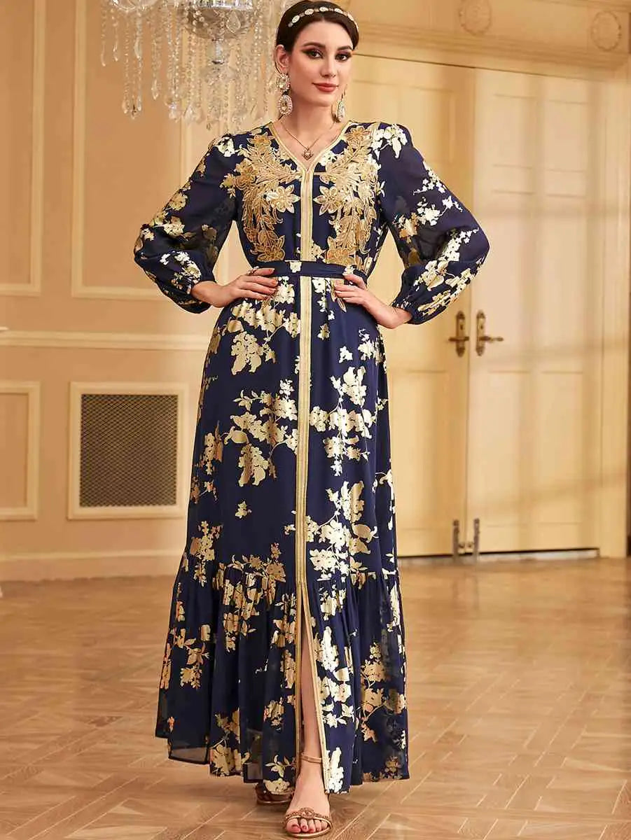 Elegant Moroccan Caftan Kaftan Dress for Women - Handmade Bronzing Eid Party Wear - Perfect for Weddings, Festivals & Special Occasions