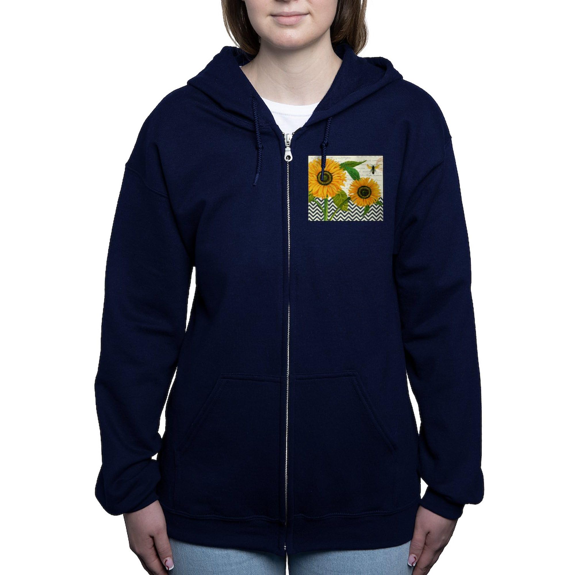 Vintage Sunflower Women's Zip Hoodie Sweatshirt - Soft Fleece Pullover with Front Pockets for Casual Wear, Outdoor Activities & Cozy Loungewear