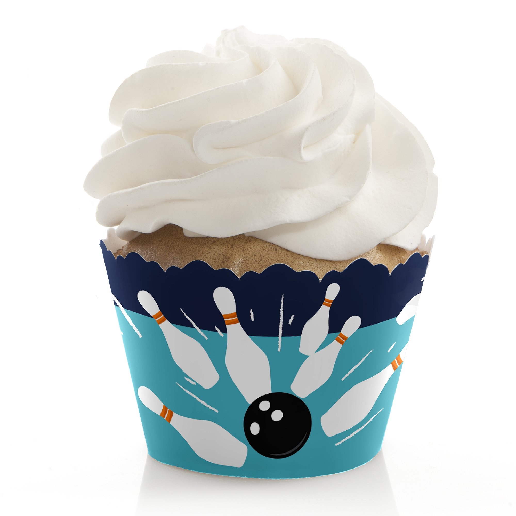 Big Dot of Happiness Strike Up the Fun Bowling Party Decorations - 12-Pack Cupcake Wrappers for Birthday Parties & Baby Showers - Perfect for Bowling Themed Celebrations & Dessert Table Decor
