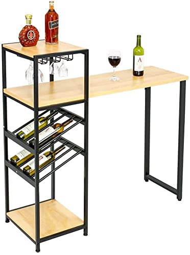YOURLITE Bar Table with Wine Glass Holder & Bottle Rack - 36