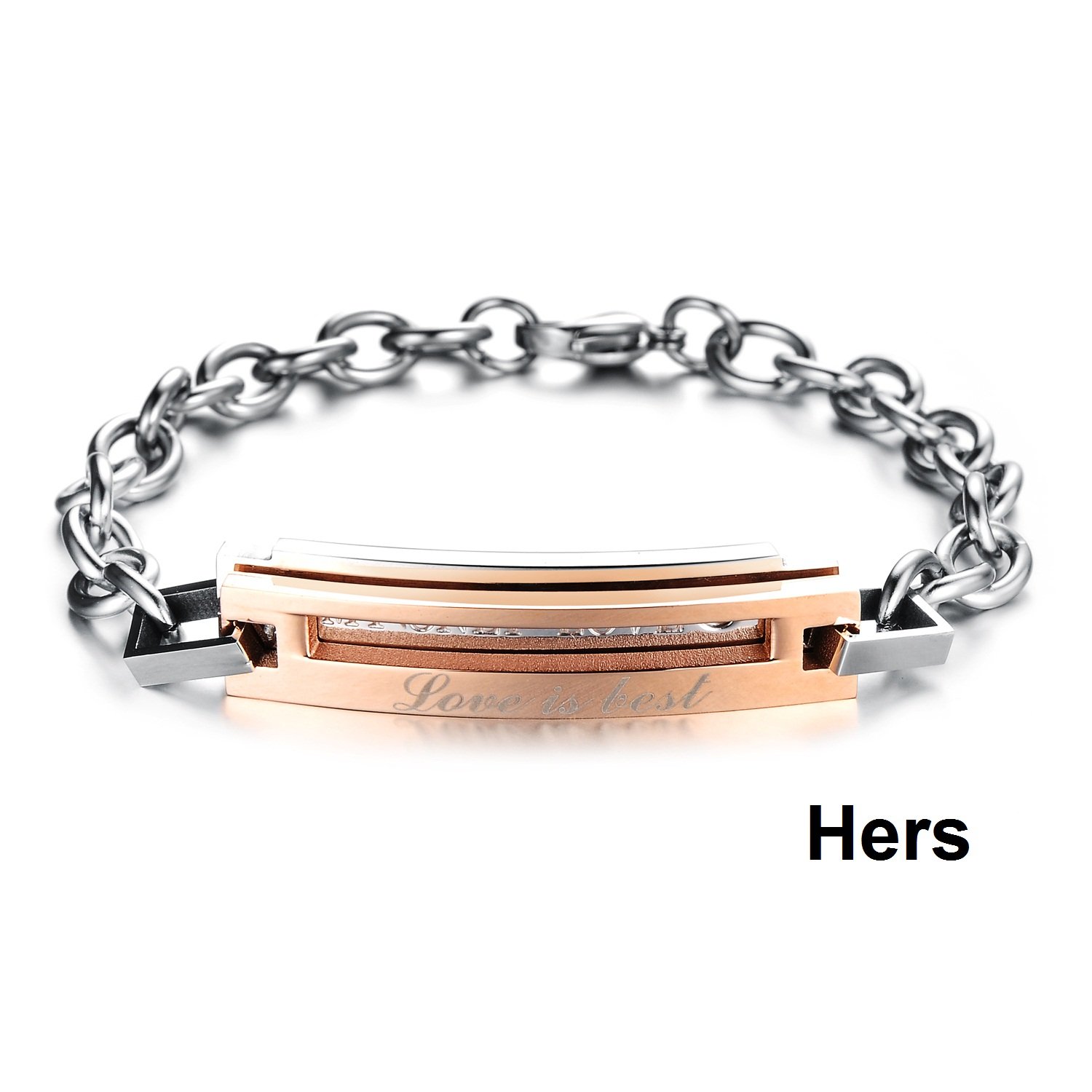 SunnyHouse His & Hers Matching Couple Bracelet Set - Titanium Stainless Steel Korean Style Love Bracelets in Gift Box - Romantic Anniversary Wedding Valentine's Day Gift for Couples