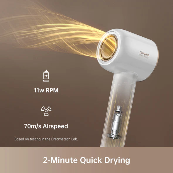 Dreame Glory Professional Hair Dryer - 1800W Fast Drying, Ionic Technology for Frizz-Free Shine, Lightweight & Quiet (White) - Perfect for Home, Salon & Travel Use