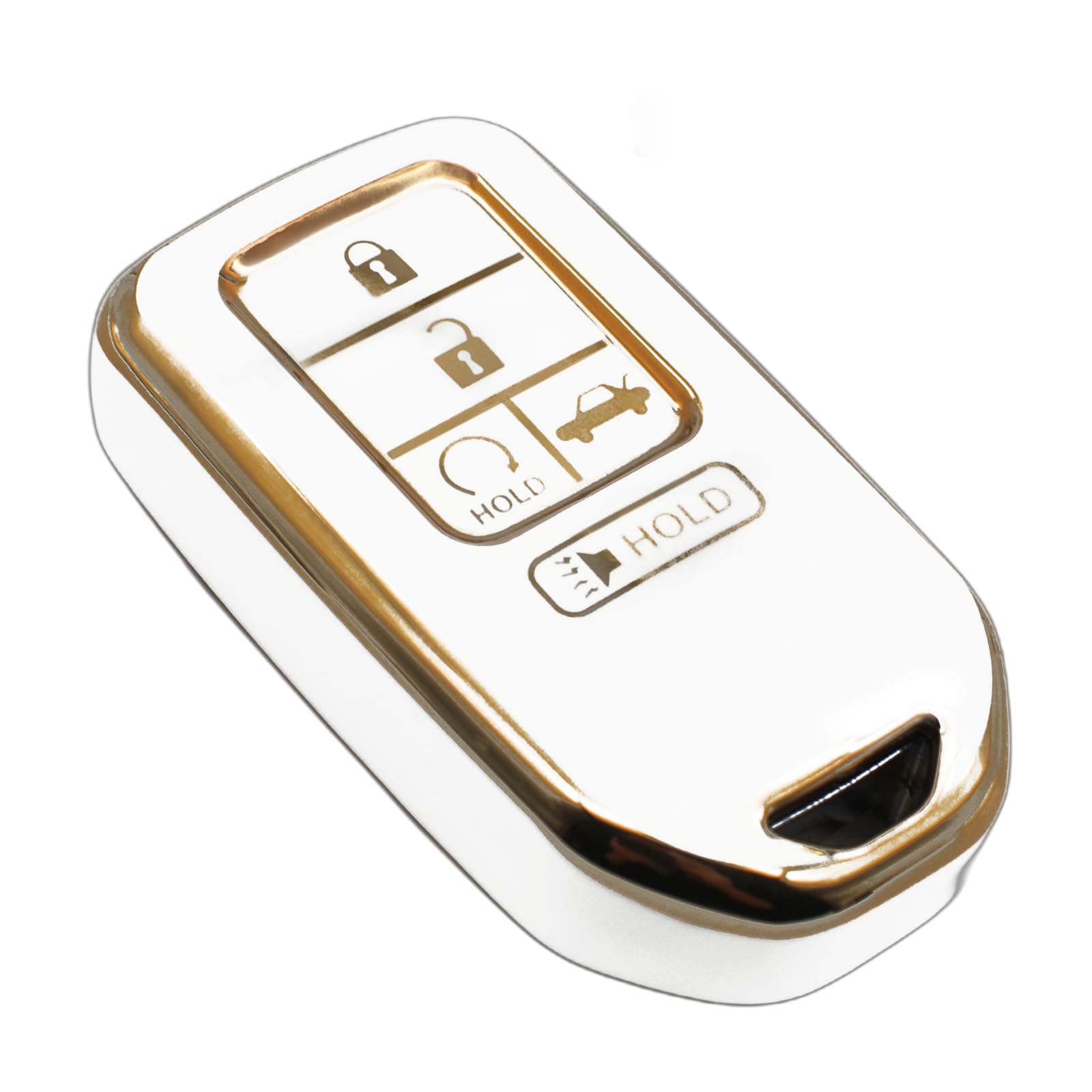 FEYOUN TPU Key Fob Cover for Honda Accord Civic CR-V Insight Passport Pilot - 5 Button Smart Remote Keyless Entry Protection Case (White) - Durable Shell Accessory for Car Keys Protection & Easy Identification