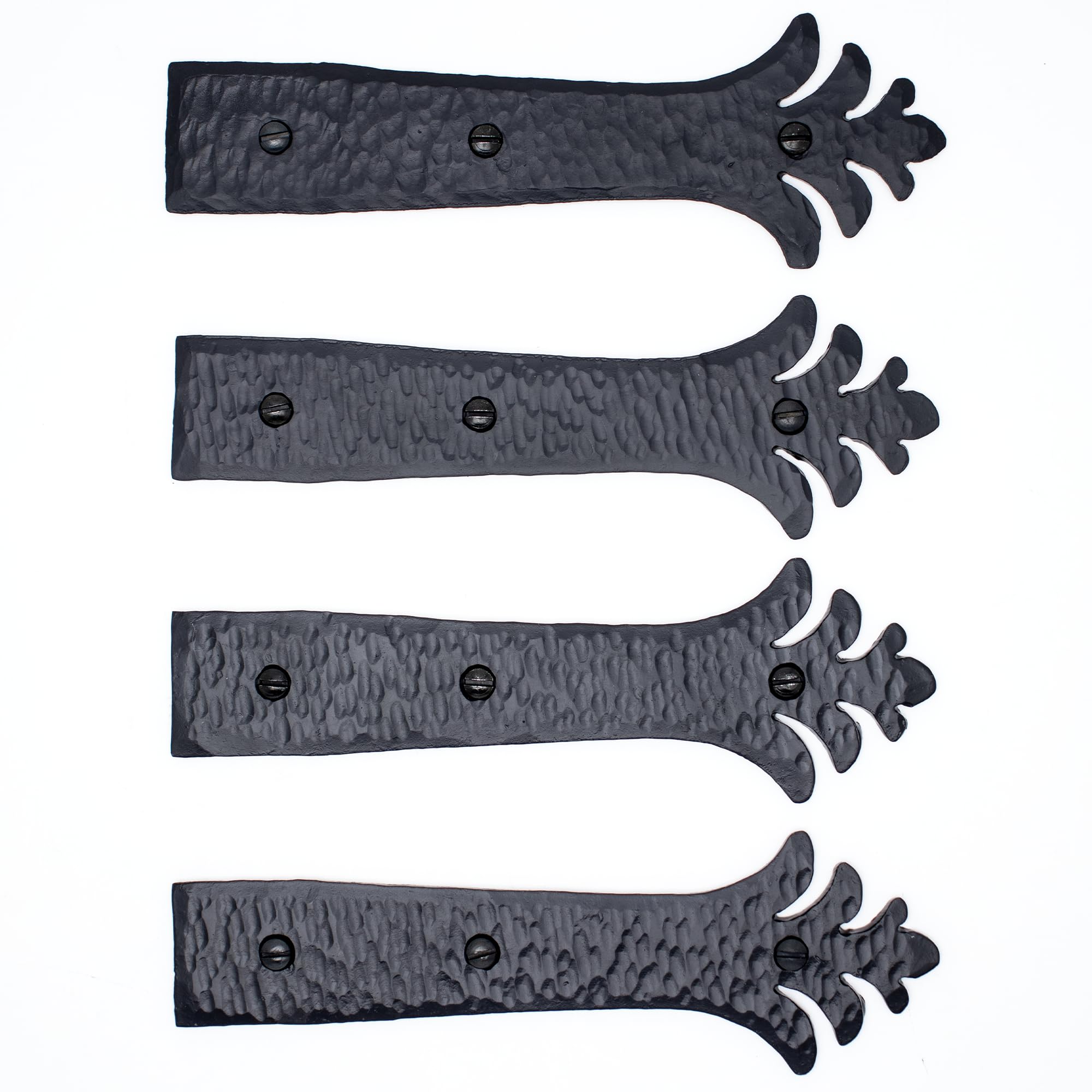 4 Pack 6 Inch Black Faux Strap Hinges - Hand Forged Decorative Door Hinges - Rustic Iron Hinges for Farmhouse, Barn, Castle & Gate Doors - Ionian Series - Perfect for Vintage Doors, Cabinets & Home Decor Projects