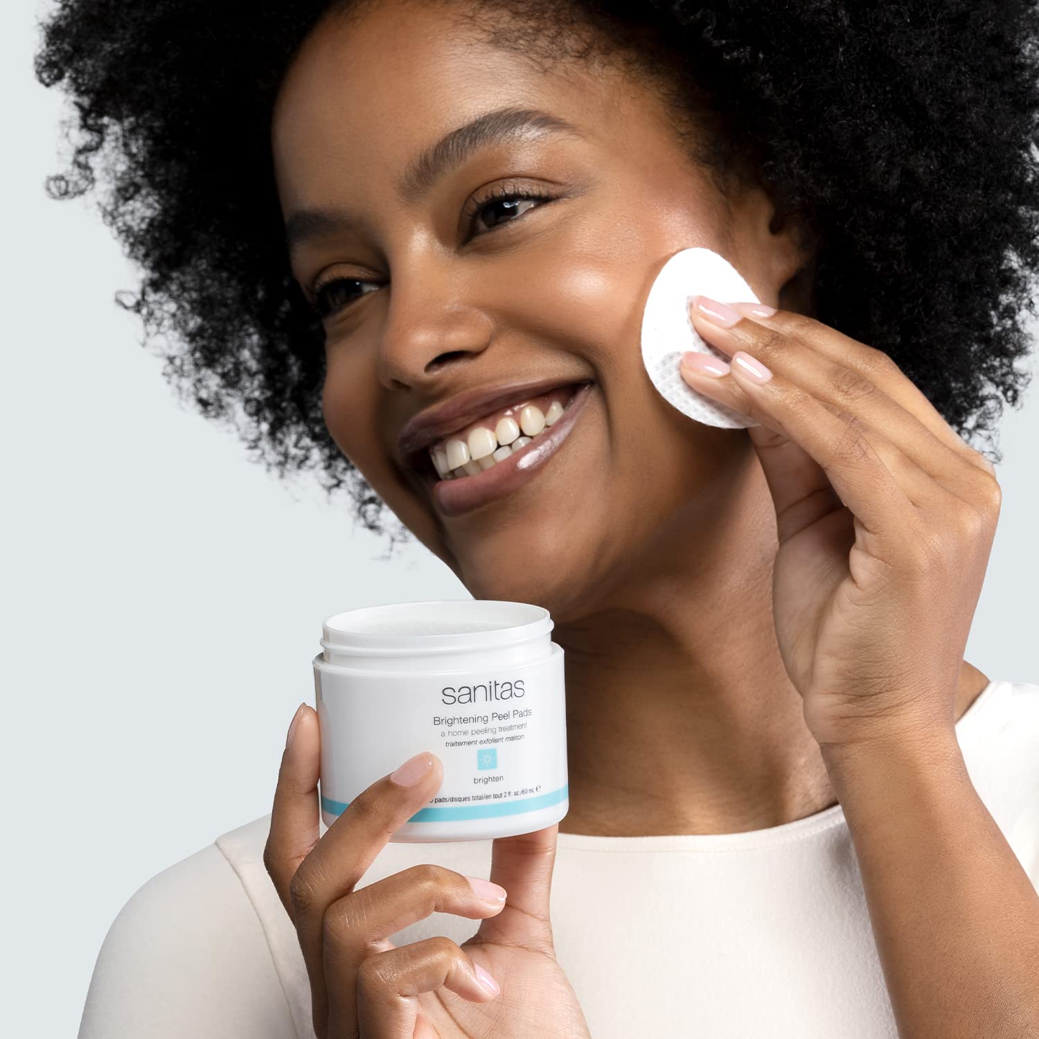 Sanitas Skincare Brightening Peel Pads with Lactic, Glycolic & Salicylic Acids - Exfoliating Facial Treatment for Glowing Skin - 50 Pads (2 oz) - Perfect for At-Home Chemical Peel & Skin Renewal