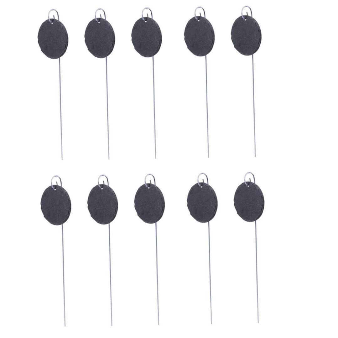 Domccy Weatherproof Steel Slate Plant Labels - 10pcs Round Garden Nursery Markers for Trees, Herbs & Seedlings | Durable Outdoor Plant Tags for Gardening, Landscaping & Greenhouses