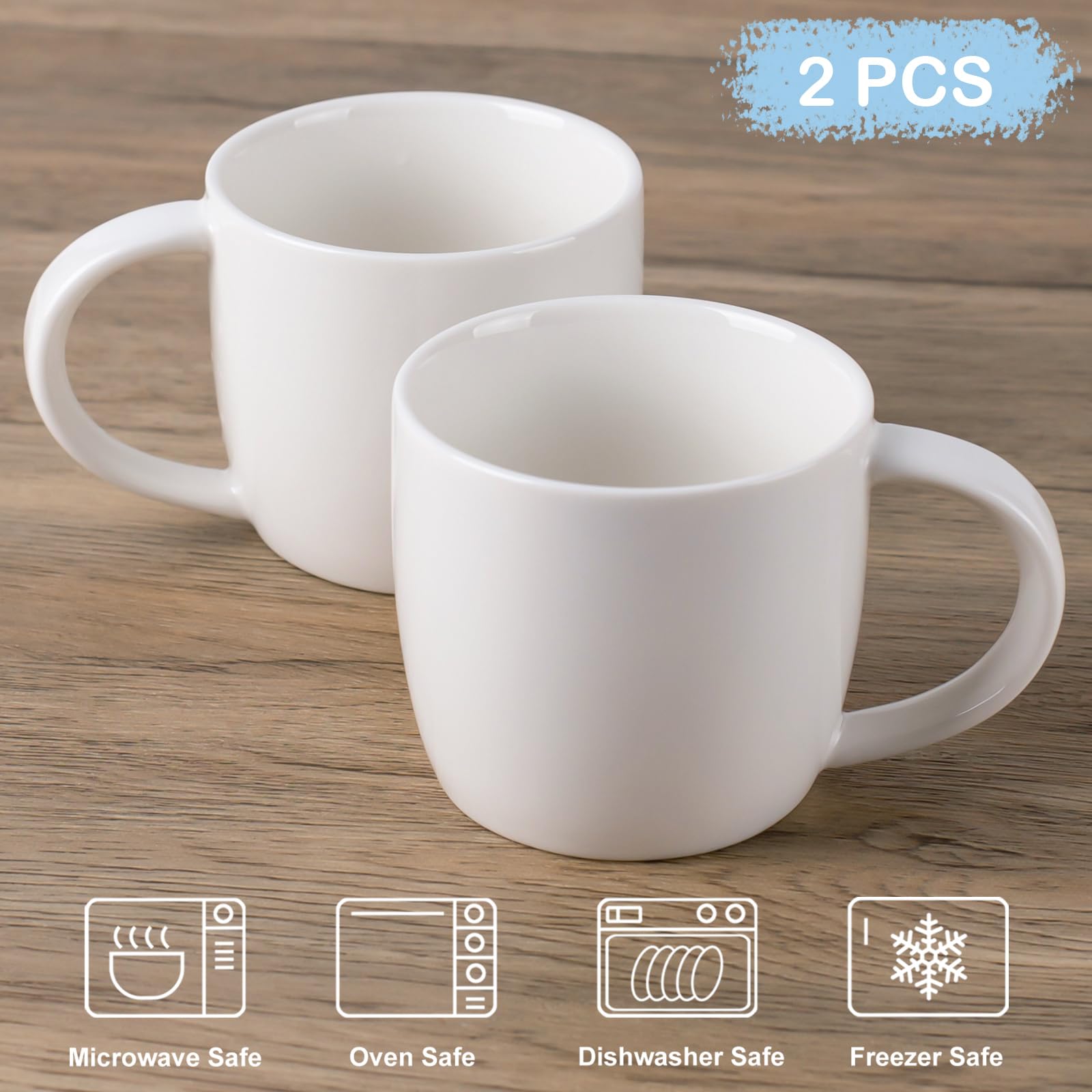 Premium Ceramic Cappuccino Cups Set of 2 - 8 oz White Coffee Mugs for Espresso, Latte & Hot Drinks - Perfect for Home, Cafe & Gifts