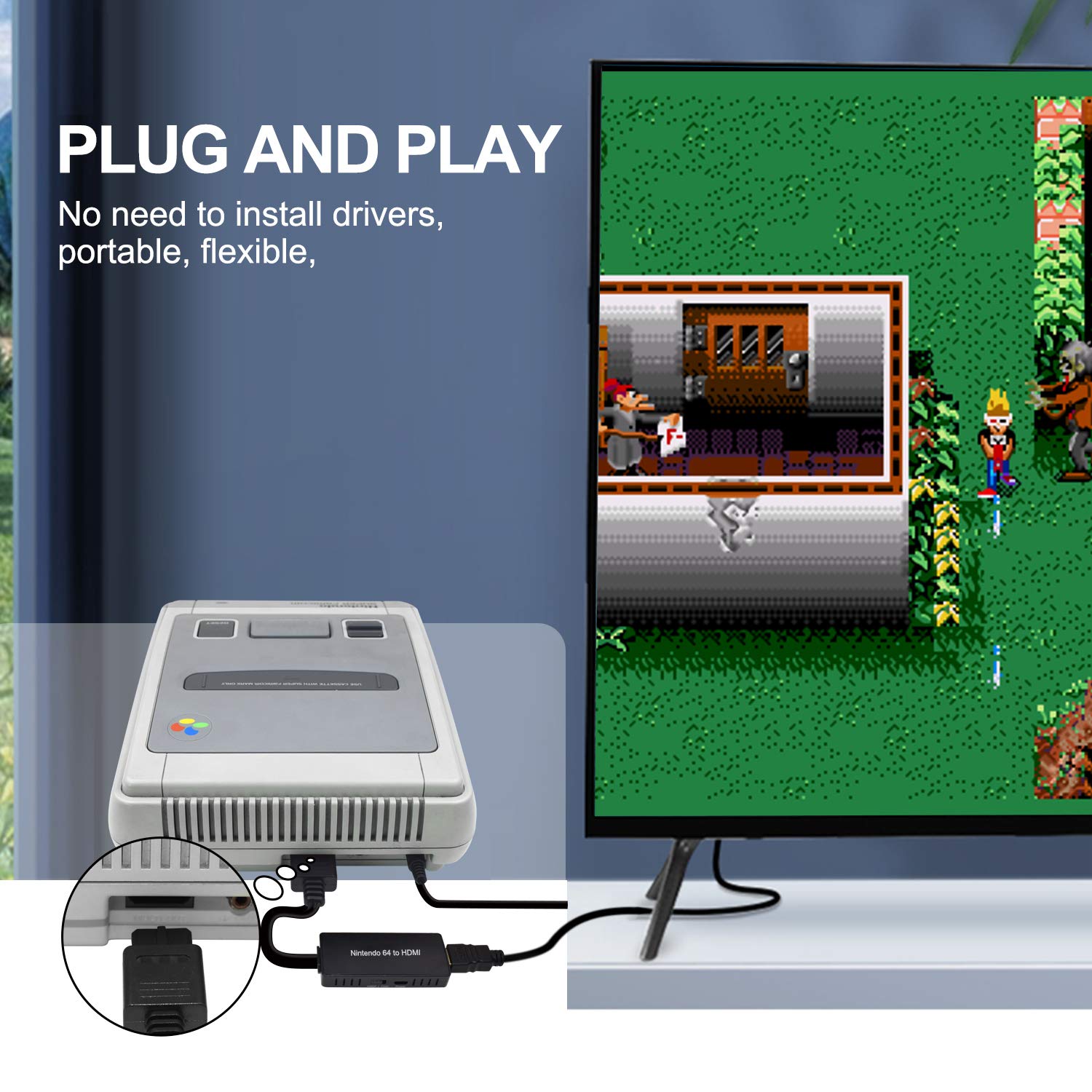 N64 to HDMI Converter - Adapter for N64, SNES, SFC & GameCube - Convert Retro Console to HDMI for HDTV - Perfect for Gaming Setup & Nostalgic Play