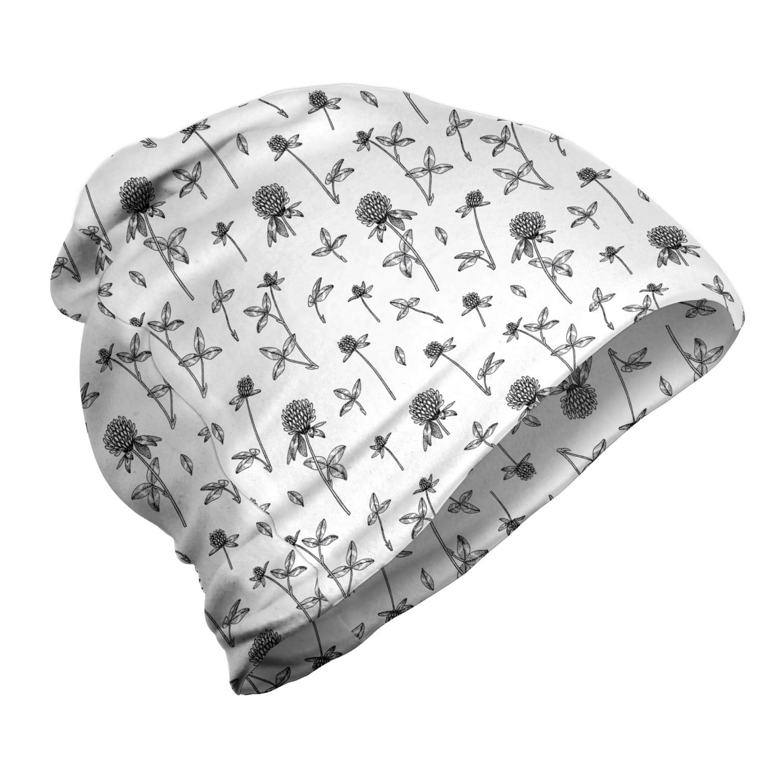 Ambesonne Unisex Beanie - Pencil Drawn Botanical Design, Warm Knit Hat for Men & Women - Perfect for Hiking, Camping & Outdoor Winter Activities