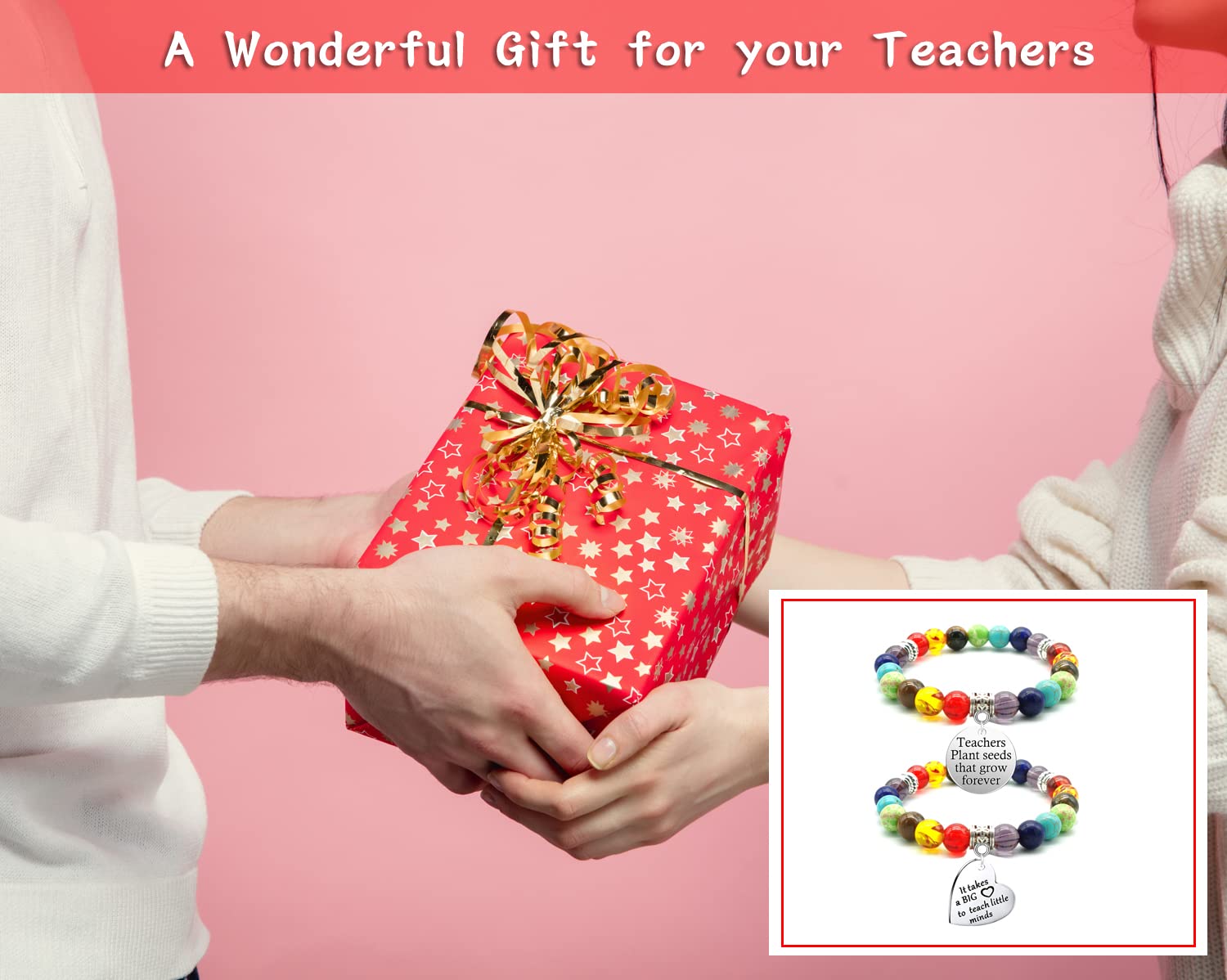 2-Pack Teacher Appreciation Bracelets - Inspirational Charm Bracelet Gift Set for Women Educators, Graduation & End of Year Thank You Present - Perfect for Classroom, Teacher's Day & Retirement Celebrations