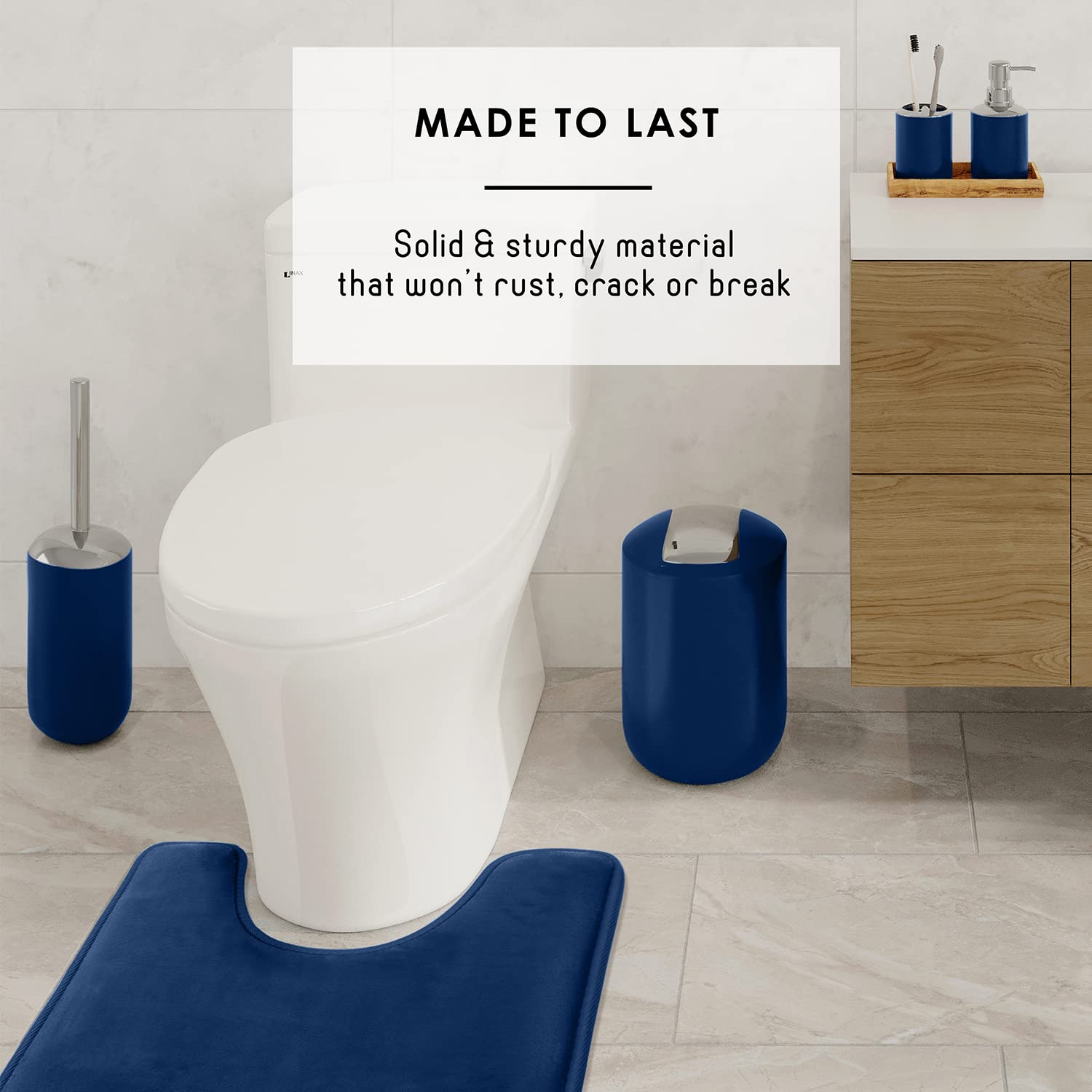 Clara Clark 23PC Navy Bathroom Set with Shower Curtain & Rugs - Perfect for Modern Bathrooms