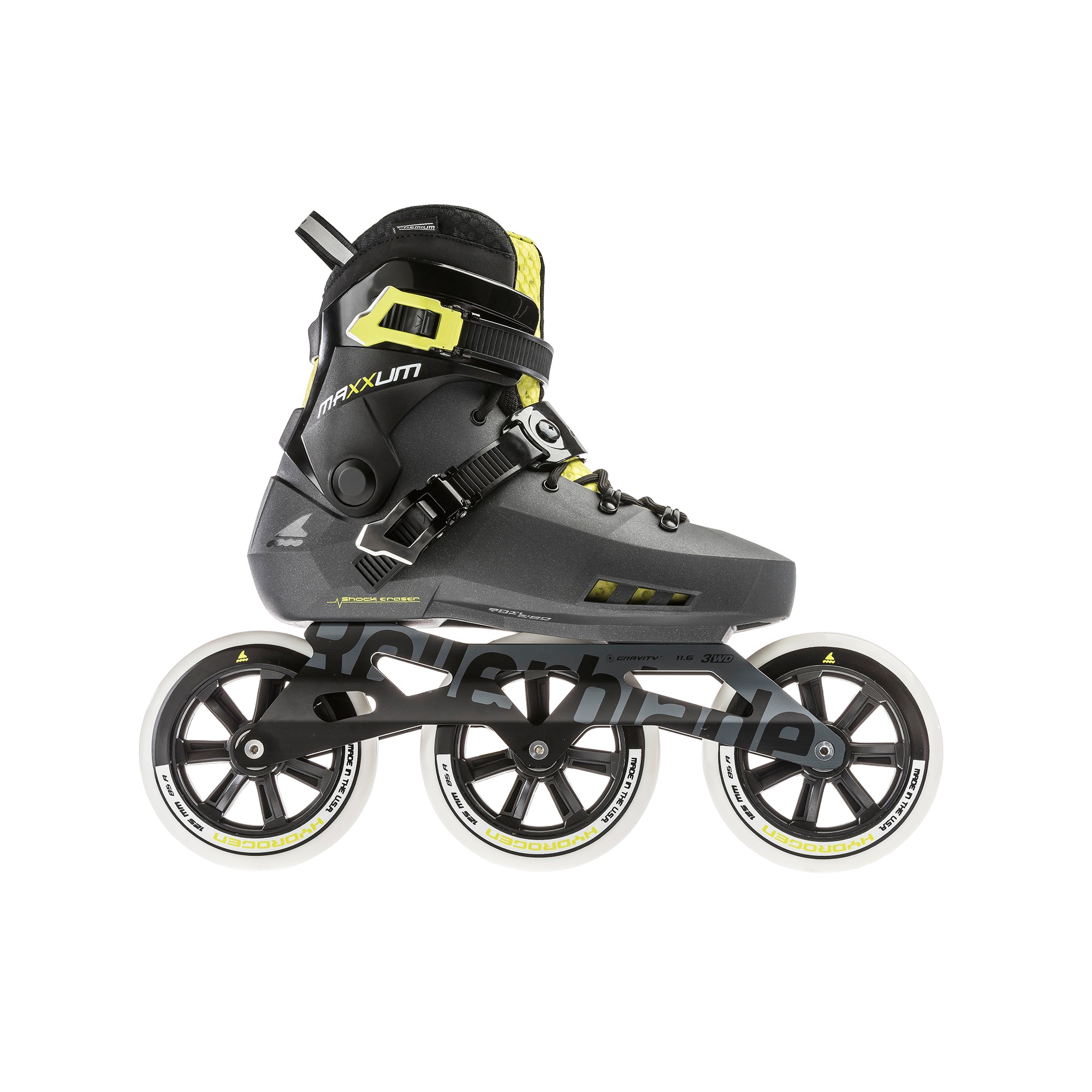 Rollerblade Maxxum Edge 125 3WD Inline Skates - Metallic Grey & Lime - High Performance 3-Wheel Skates for Adults - Perfect for Fitness, Speed Skating & Urban Commuting