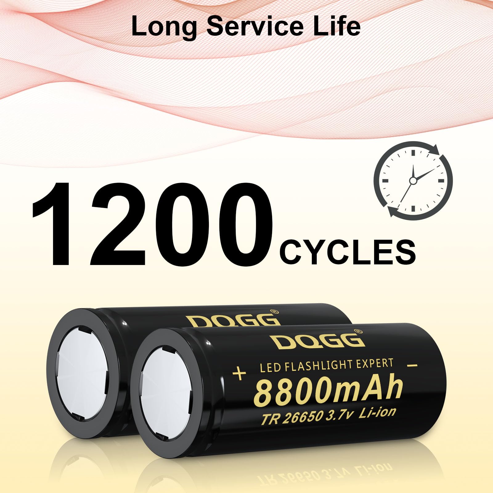 8800mAh 26650 Rechargeable Batteries (2-Pack) - 3.7V Flat Top Lithium Ion Battery for LED Flashlights, Headlamps & Outdoor Gear - Perfect for Camping, Hiking, and Emergency Power Supply