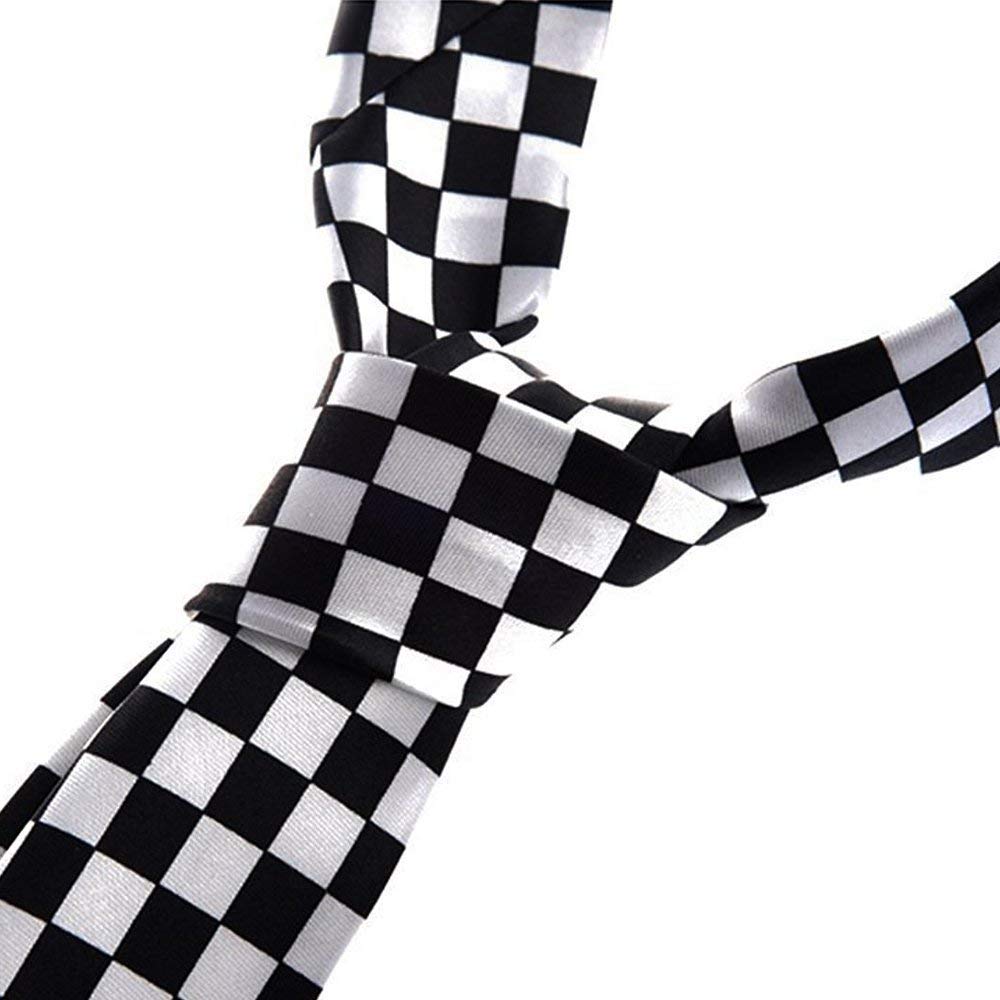 Plaid Checkered Necktie for Men - Black and White Wedding Tie, Prom, Suit Accessory for Formal Occasions - Perfect for Business Meetings, Weddings & Special Events