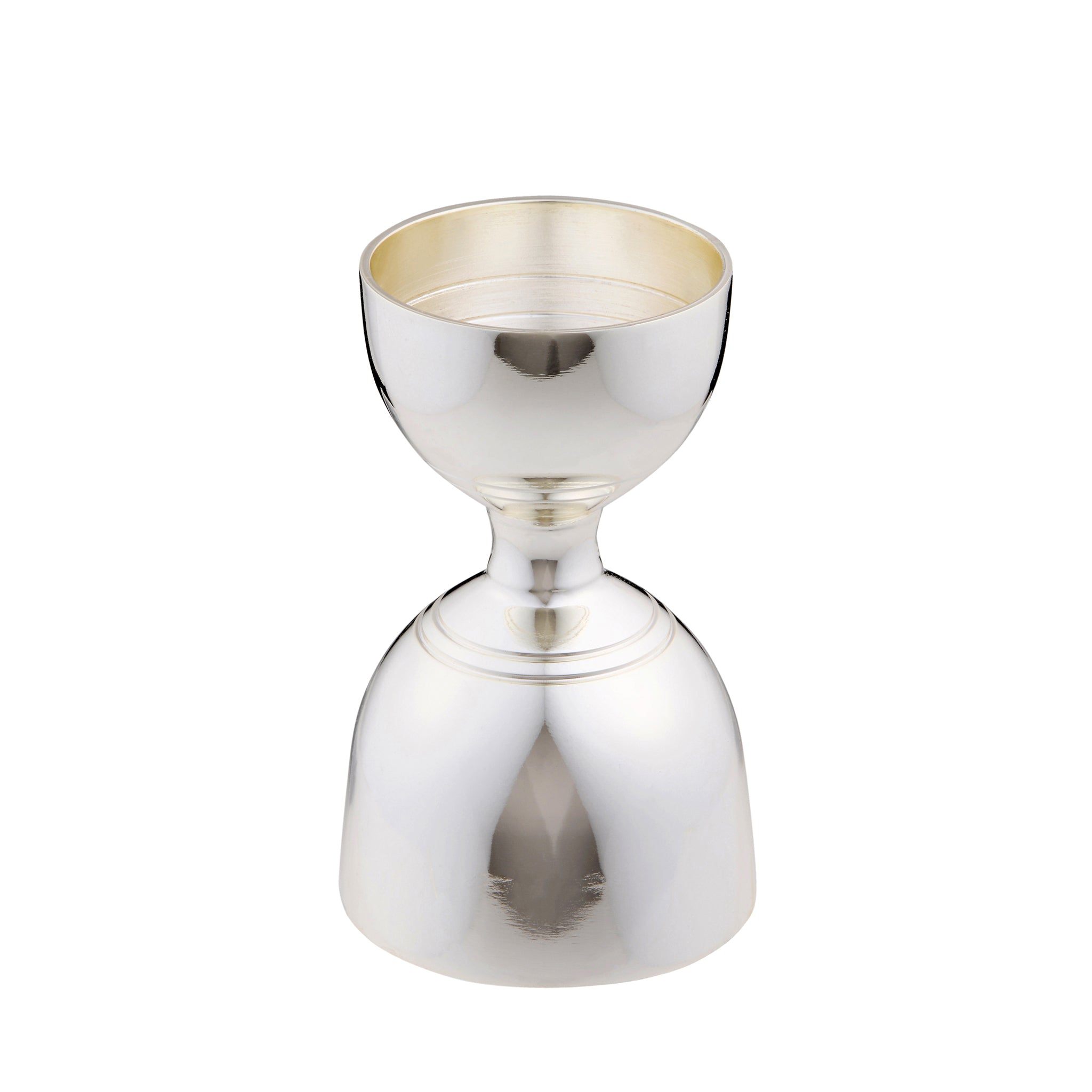 Premium Leopold Silver Plated Banded Jigger - 30ml & 60ml Dual Measuring Cup for Professional Cocktails & Home Bartending