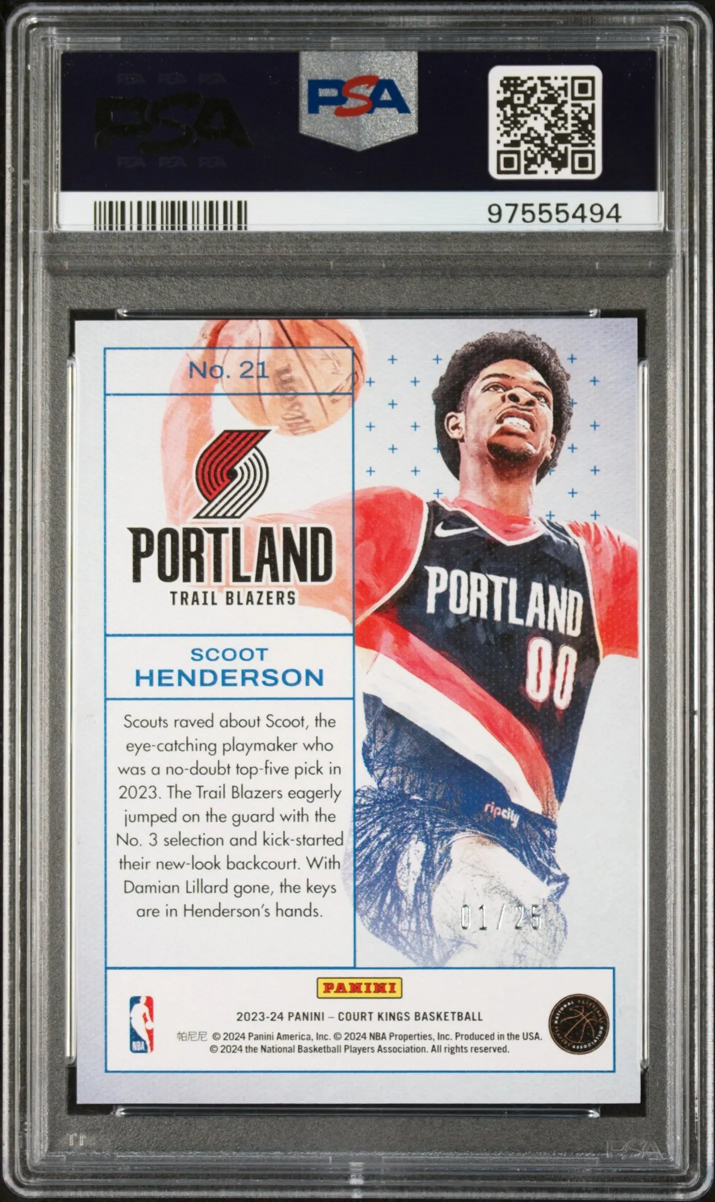 2023 Panini Court Kings Works In Progress Sapphire Scoot Henderson Rookie Card PSA 10 Gem Mint 01/25 - Basketball Trading Card for Collectors & Investors