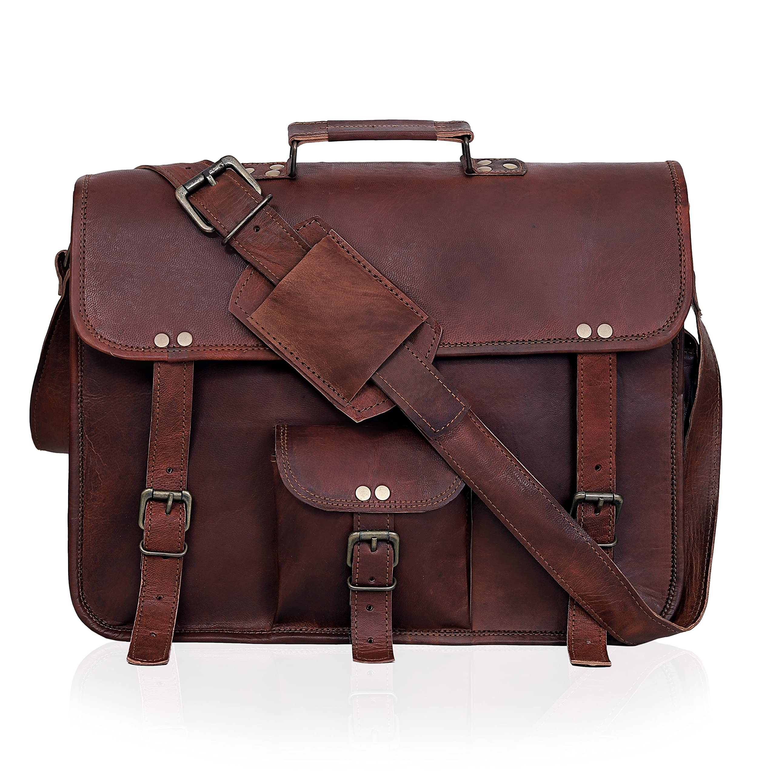 Handmade Genuine Leather Messenger Bag for Laptop & MacBook - Unisex Business Satchel Briefcase - Perfect for Work, Travel & College Commute