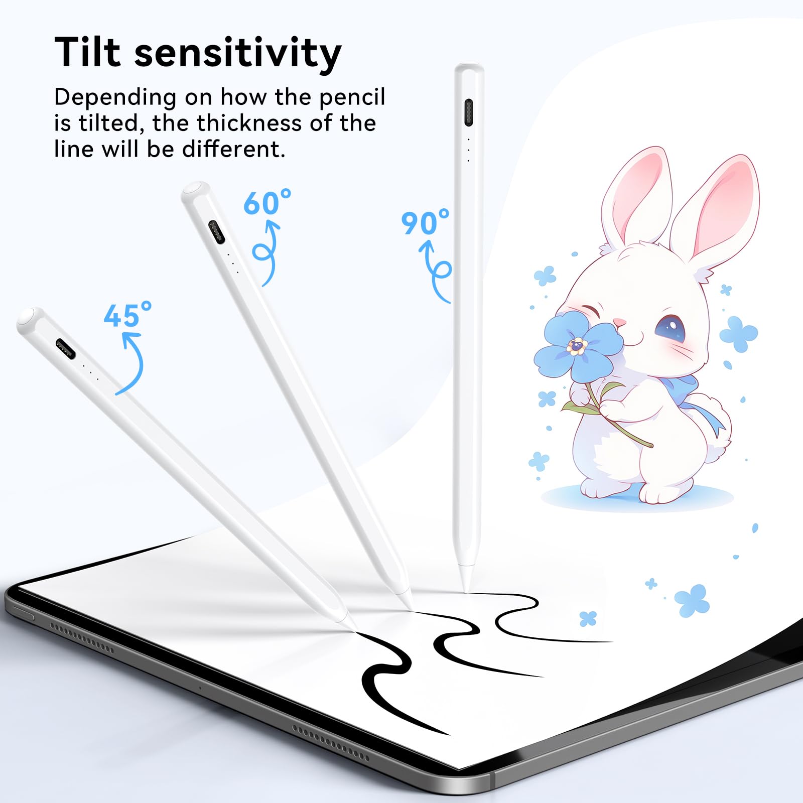 Premium Stylus Pen for iPad (2018-2025 Models) - Fast Charging, Tilt Sensitivity & Palm Rejection - Compatible with iPad 6/7/8/9/10/11, iPad Air 3/4/5/6, iPad Mini 5/6/7 & iPad Pro 12.9/11/13 Inch - Perfect for Drawing, Note-Taking & Digital Art
