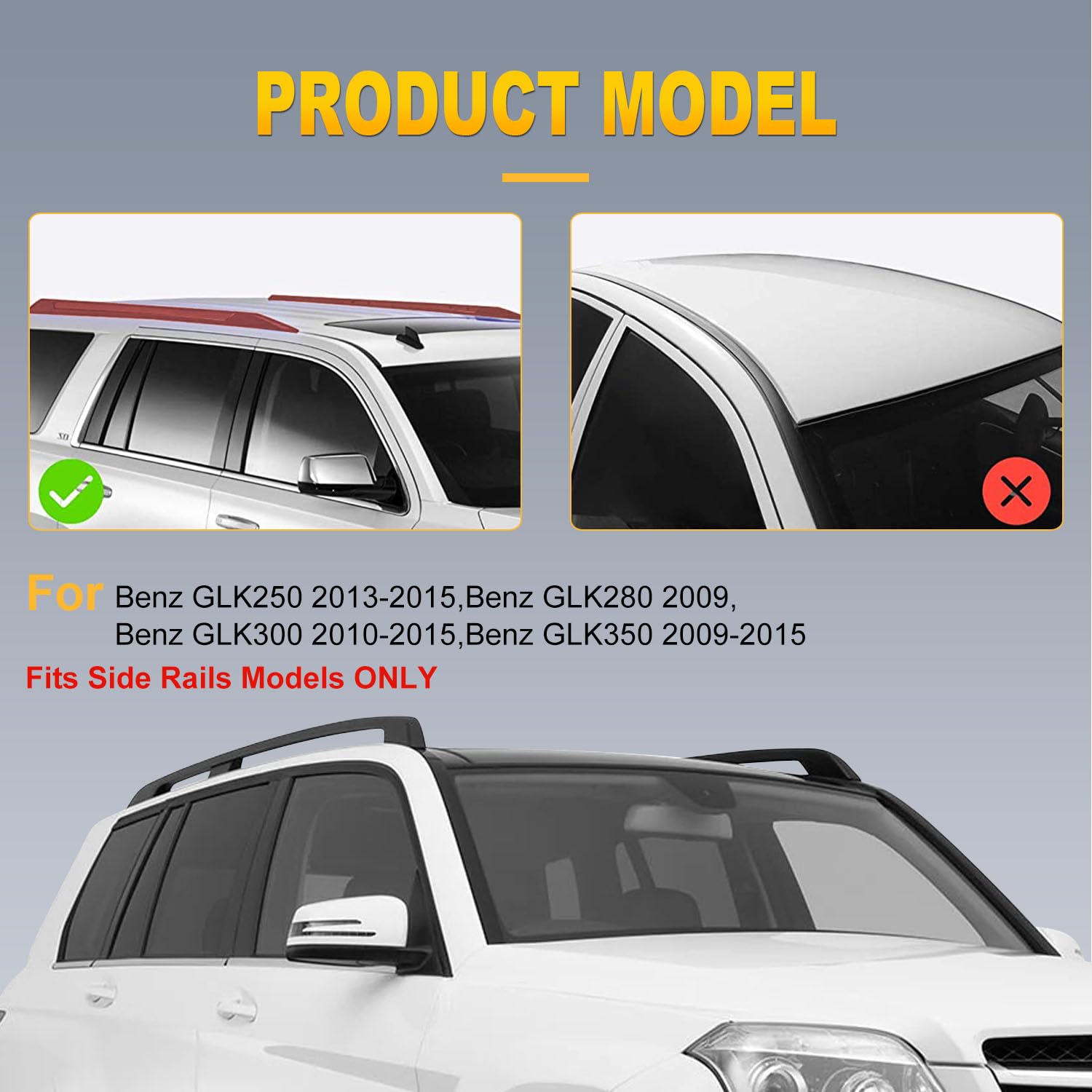 OCPTY Universal Roof Rack Cross Bars for Mercedes-Benz GLK250 (2013-2015) & GLK300 (2010-2012) - Heavy Duty Cargo Carrier for Luggage, Kayak, Canoe, Bike, Snowboard | Perfect for Road Trips & Outdoor Adventures