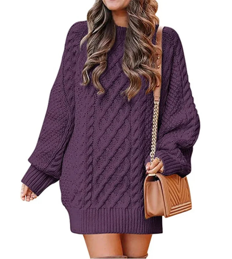 13 Colors Women's Chunky Cable Knit Oversized Pullover Sweater - Long Sleeve Crewneck Winter Warm Tops for Casual Outfits, Holiday Gatherings & Cozy Home Wear