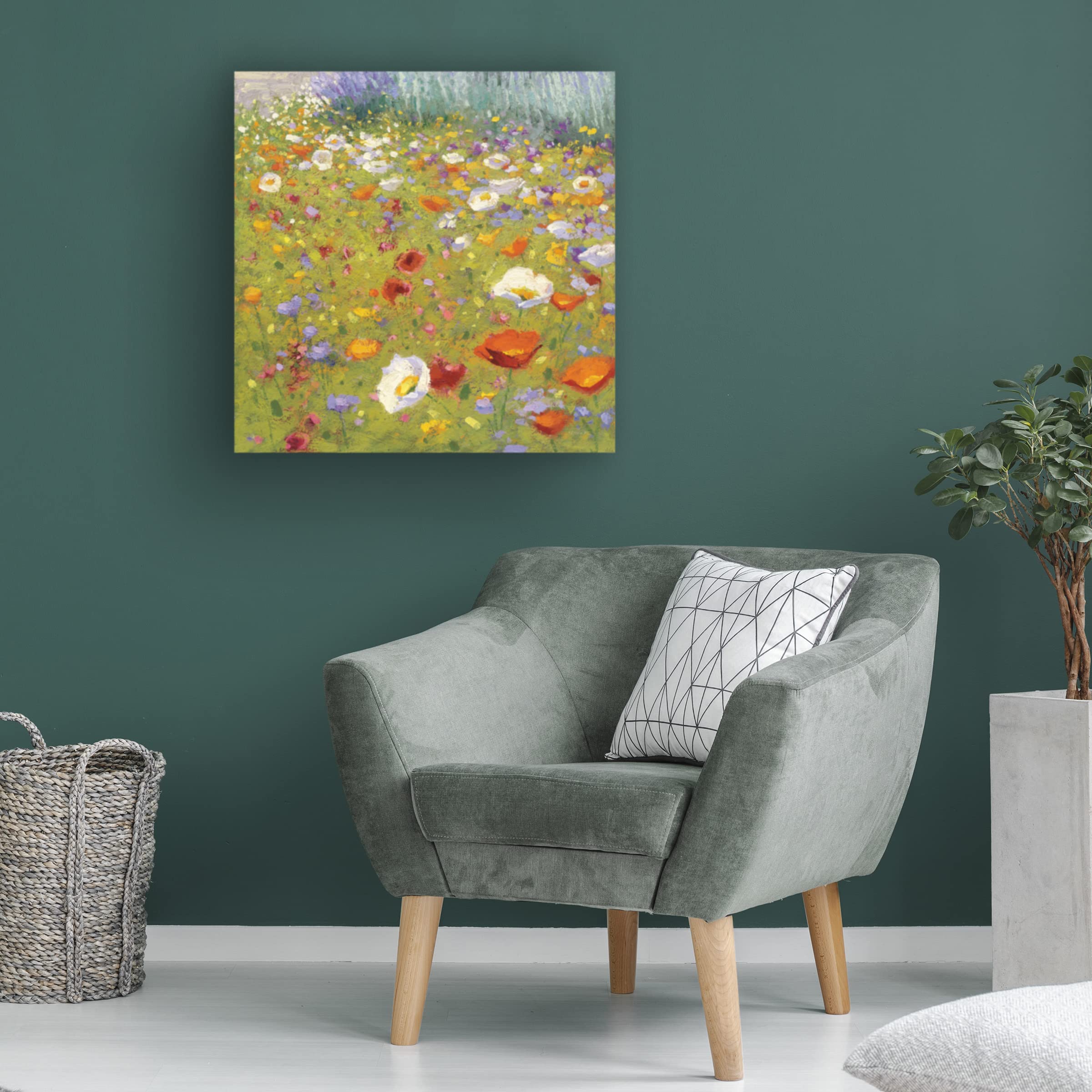 Trademark Fine Art 'Champ de Fleur II' Canvas Wall Art by Shirley Novak - Floral Landscape Painting for Living Room, Bedroom & Office Decor