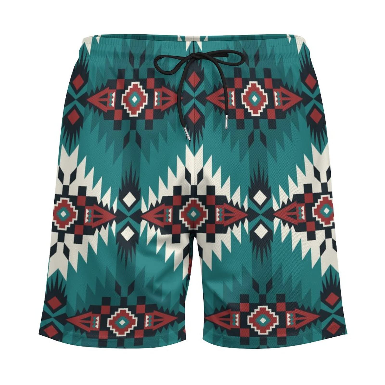 Men's 2-in-1 Running & Swim Shorts - Quick Dry Gym Athletic Shorts with Pockets | Native Southwest American Indian Aztec Navajo Design | Perfect for Swimming, Workouts, Beach & Outdoor Activities