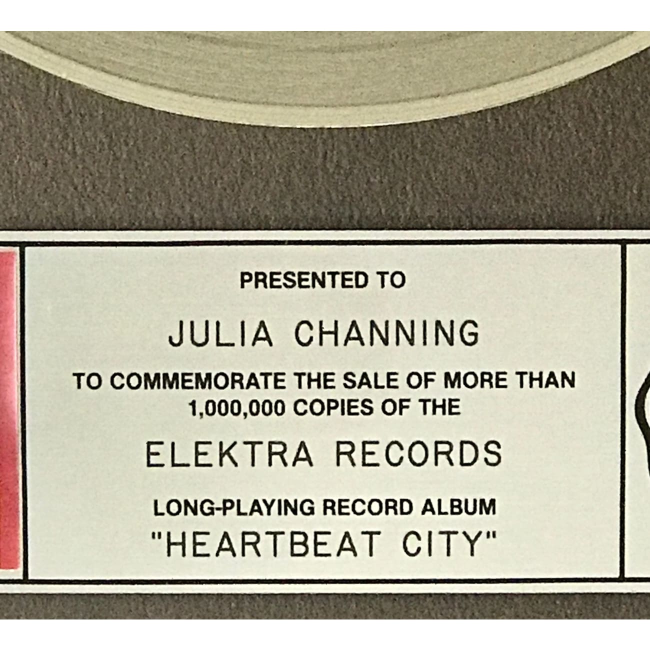 The Cars Heartbeat City Platinum Album Award - Classic Rock Music Collectible for Fans & Display