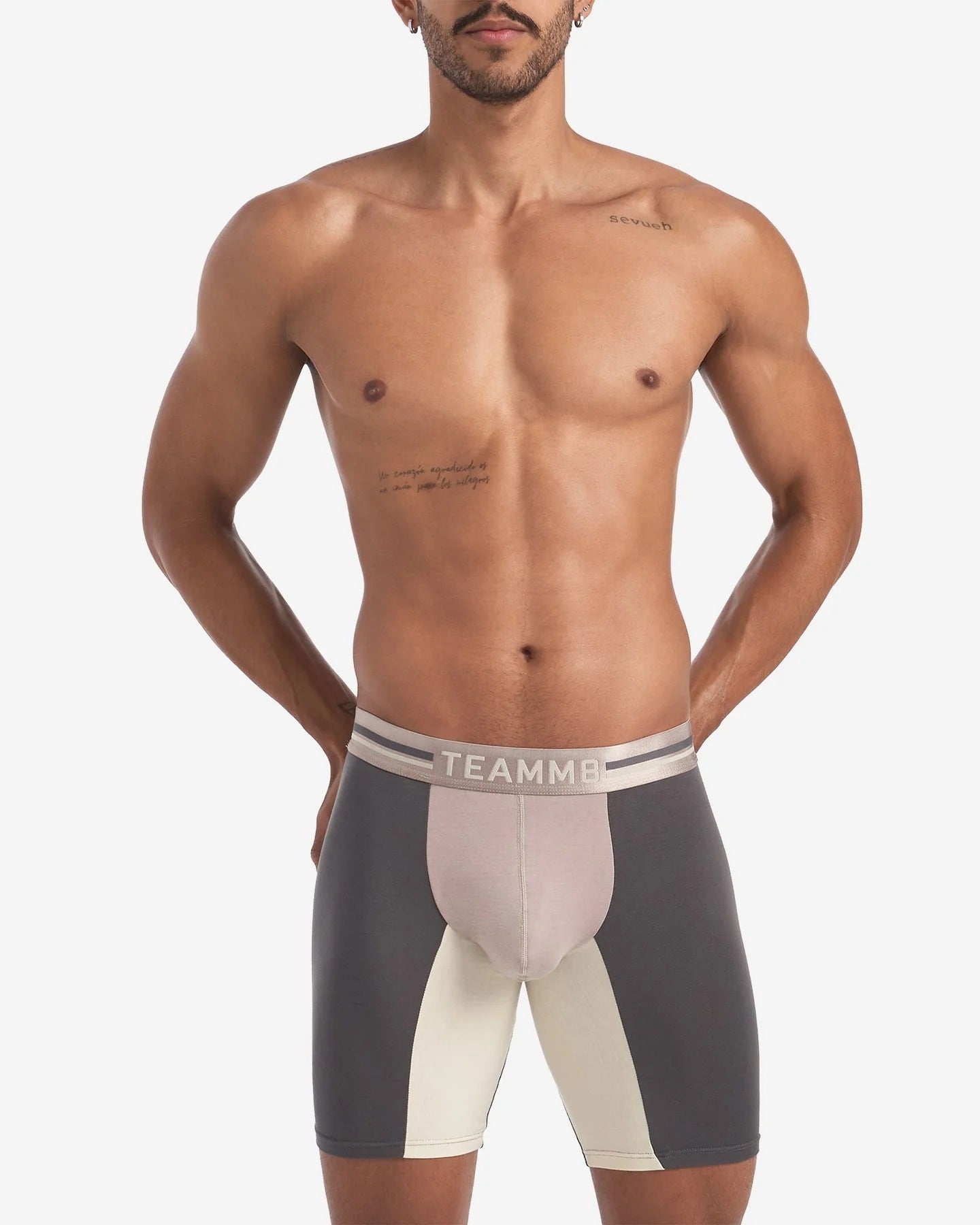 Premium Teamm8 Bamboo Sports Boxer Briefs - Soft Modal Fabric, Licorice Grey - Ideal for Running, Gym & Active Lifestyle