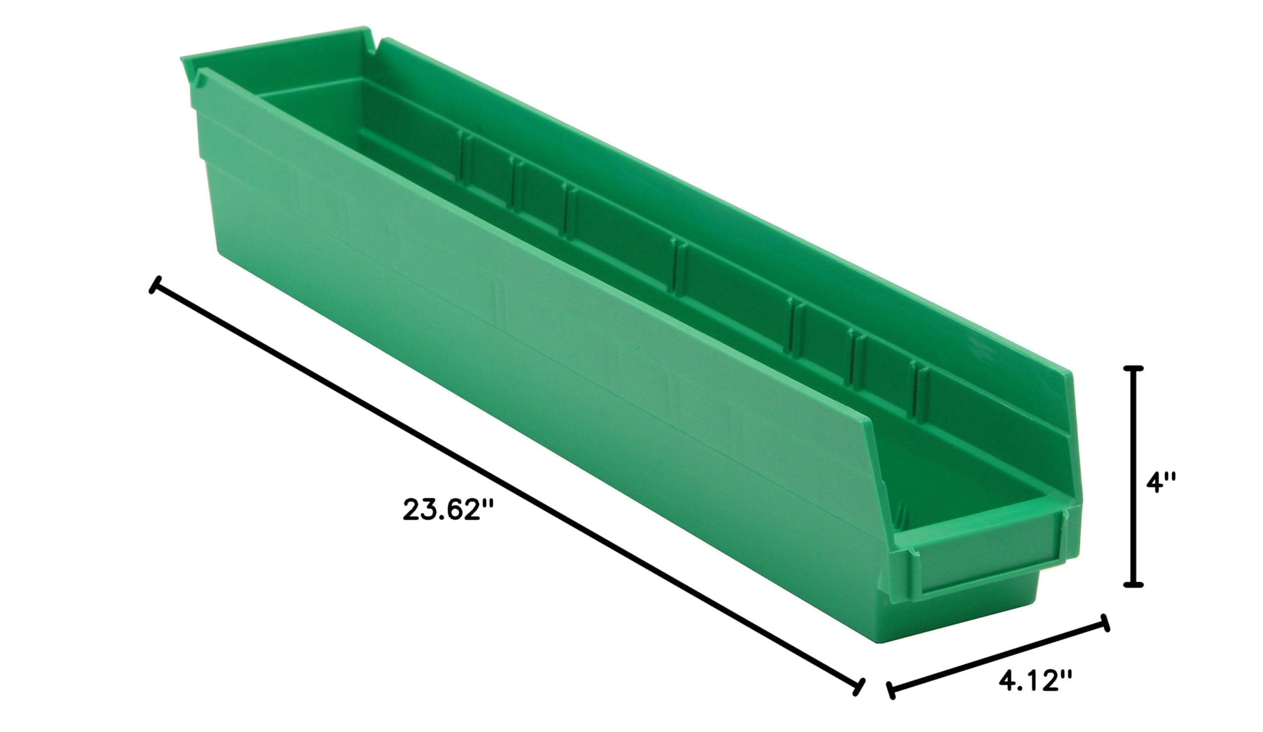 Quantum Storage QSB105GN 16-Pack 4-Inch Hanging Plastic Shelf Bins - 23.6
