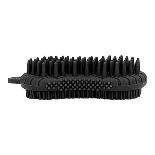 Premium Double-Sided Silicone Bath Brush - Exfoliating Body Scrubber with Soft Bristles (Black) for Shower, Spa & Dry Brushing Skin Care Routine
