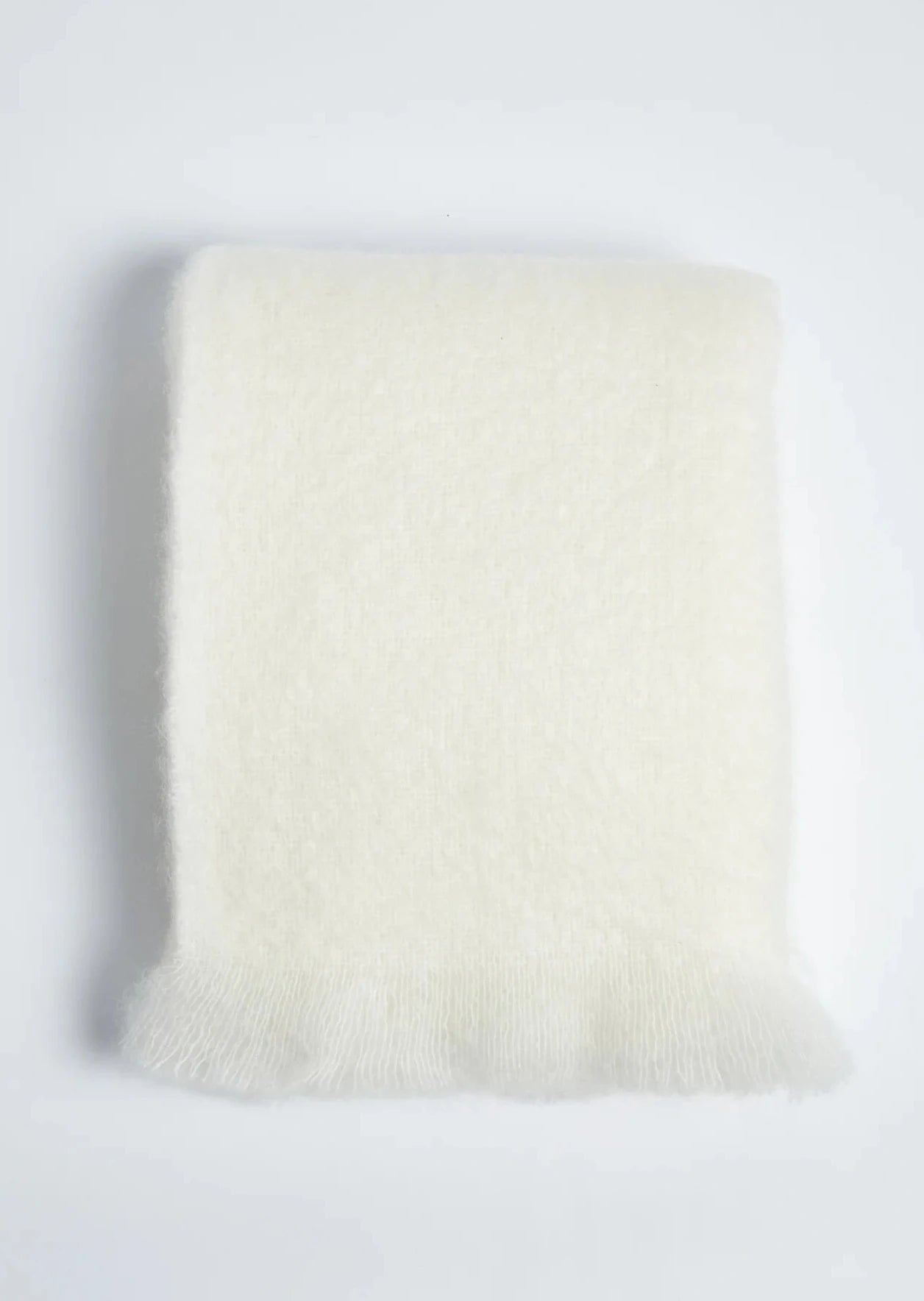 Luxury Foxford Mohair Throw Blanket - Soft Off White Cozy Knit Wrap for Sofa, Bed & Winter Warmth - Premium Home Decor & Gift Idea