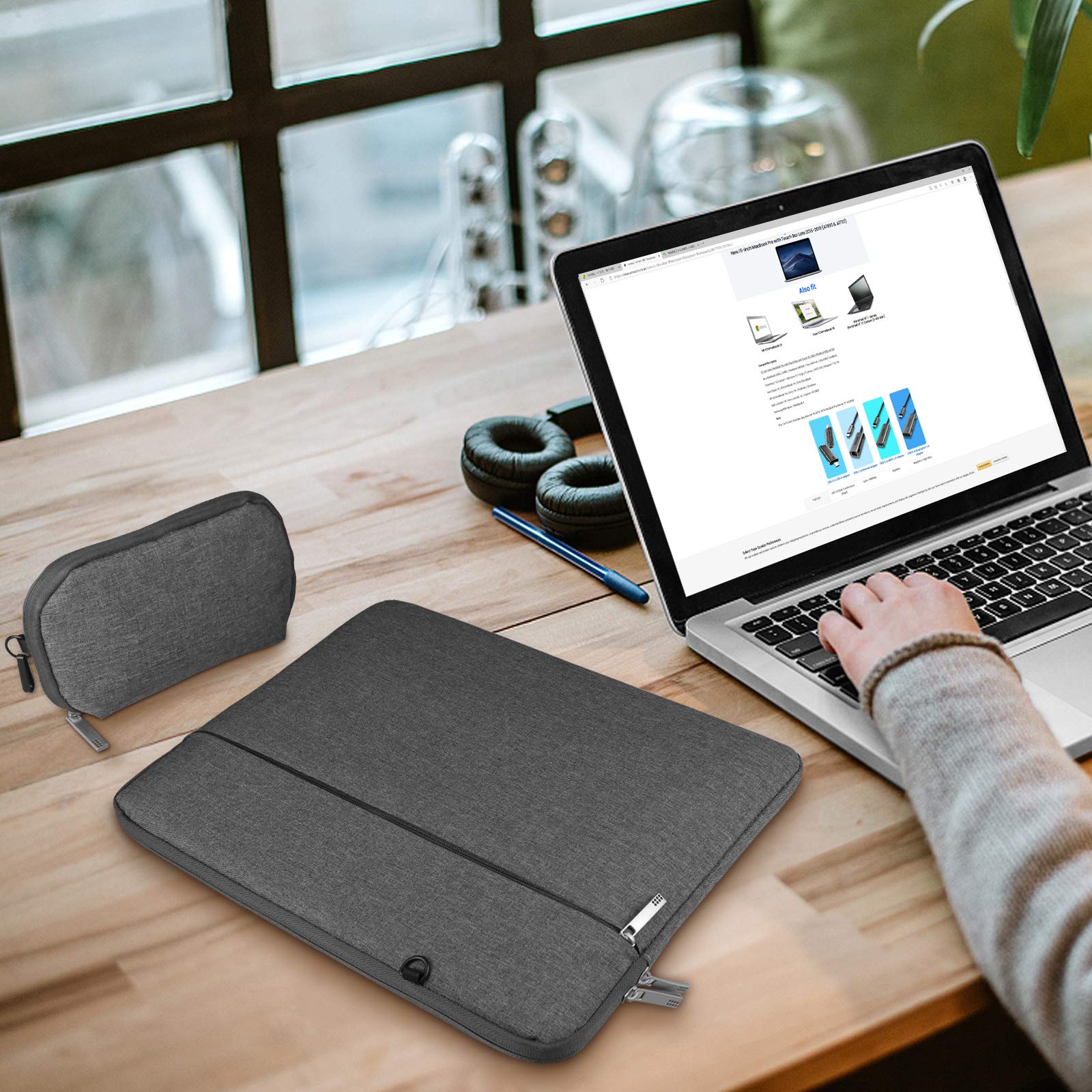 Waterproof 14-14.2 Inch Laptop Sleeve Case - Shock Resistant Lightweight Bag with Accessory Pocket & Detachable Small Bag - Protective Cover for 14.2
