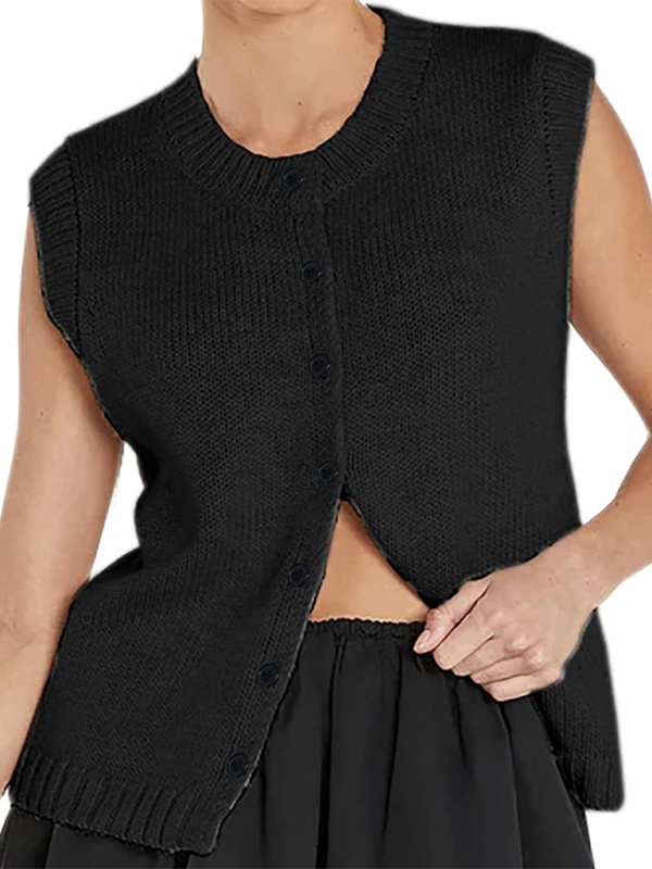 Stylish Women's Knitted Vest Top - Casual & Comfortable Pullover Sweater for Layering, Office Wear & Fall Fashion